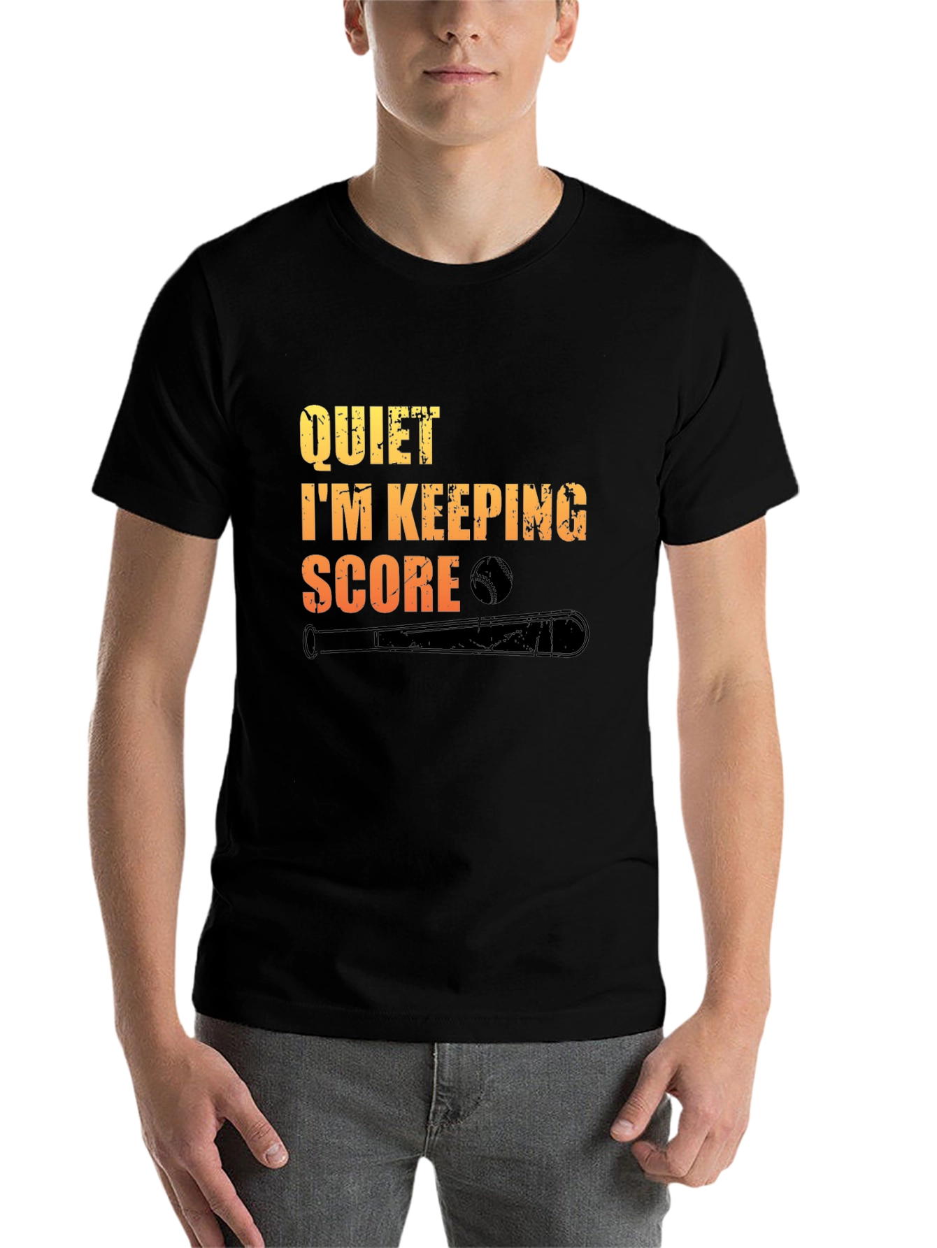 Black Quiet I'm Keeping Score Baseball T-Shirt view 7