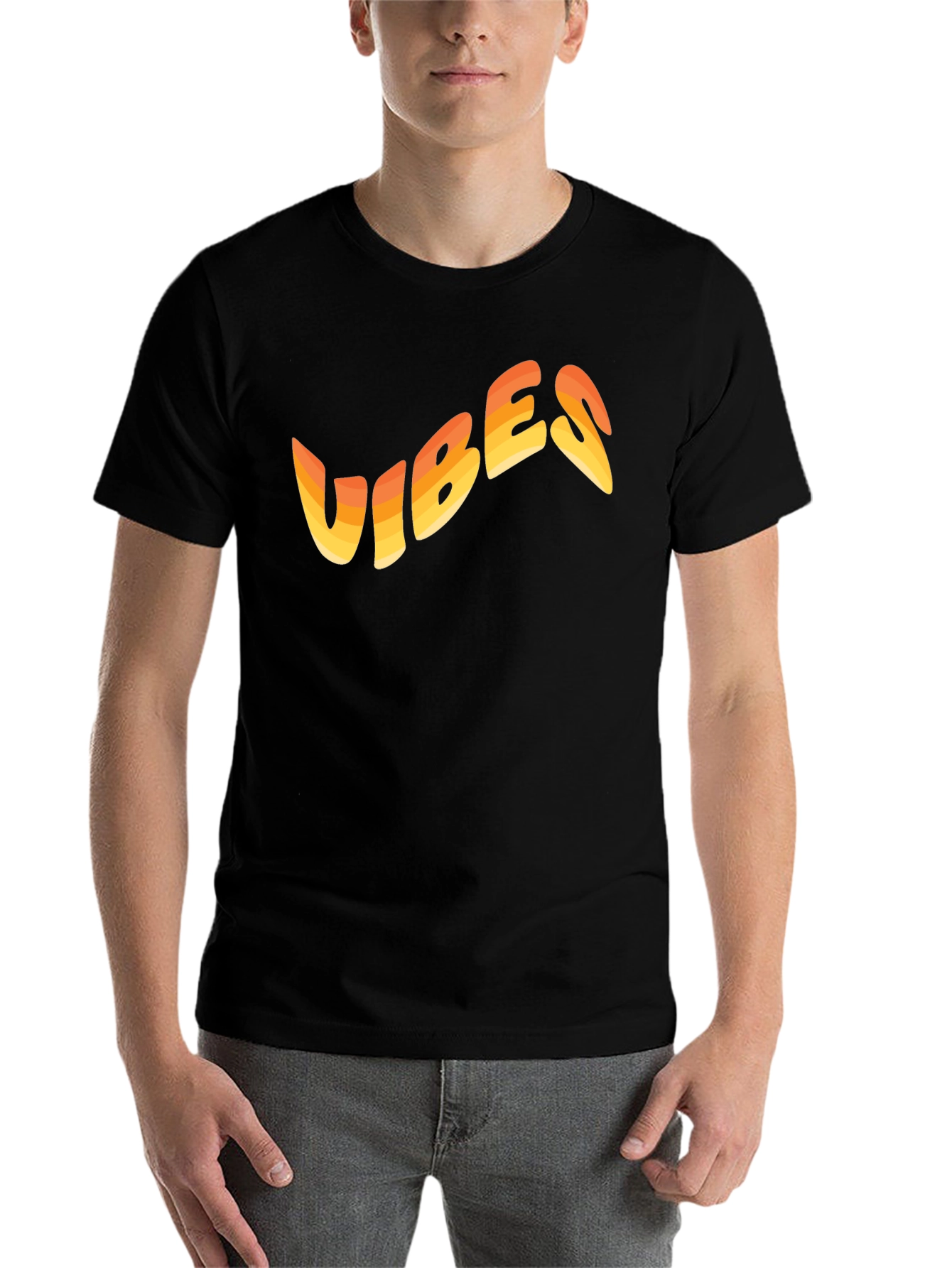Black Vibes Graphic Print Black T-Shirt view 7