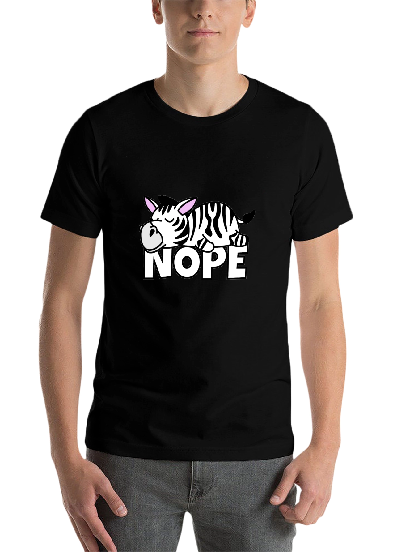 Black Nope Zebra Graphic T-Shirt - Lazy Animal Tee view 7