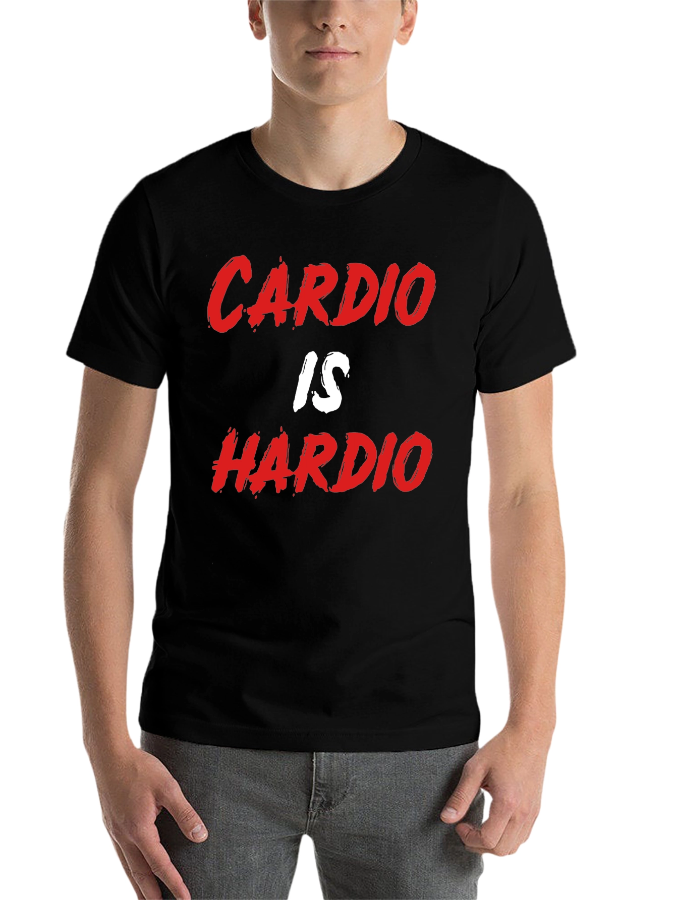 Black Cardio Is Hardio Funny Gym Workout Black T-Shirt view 7