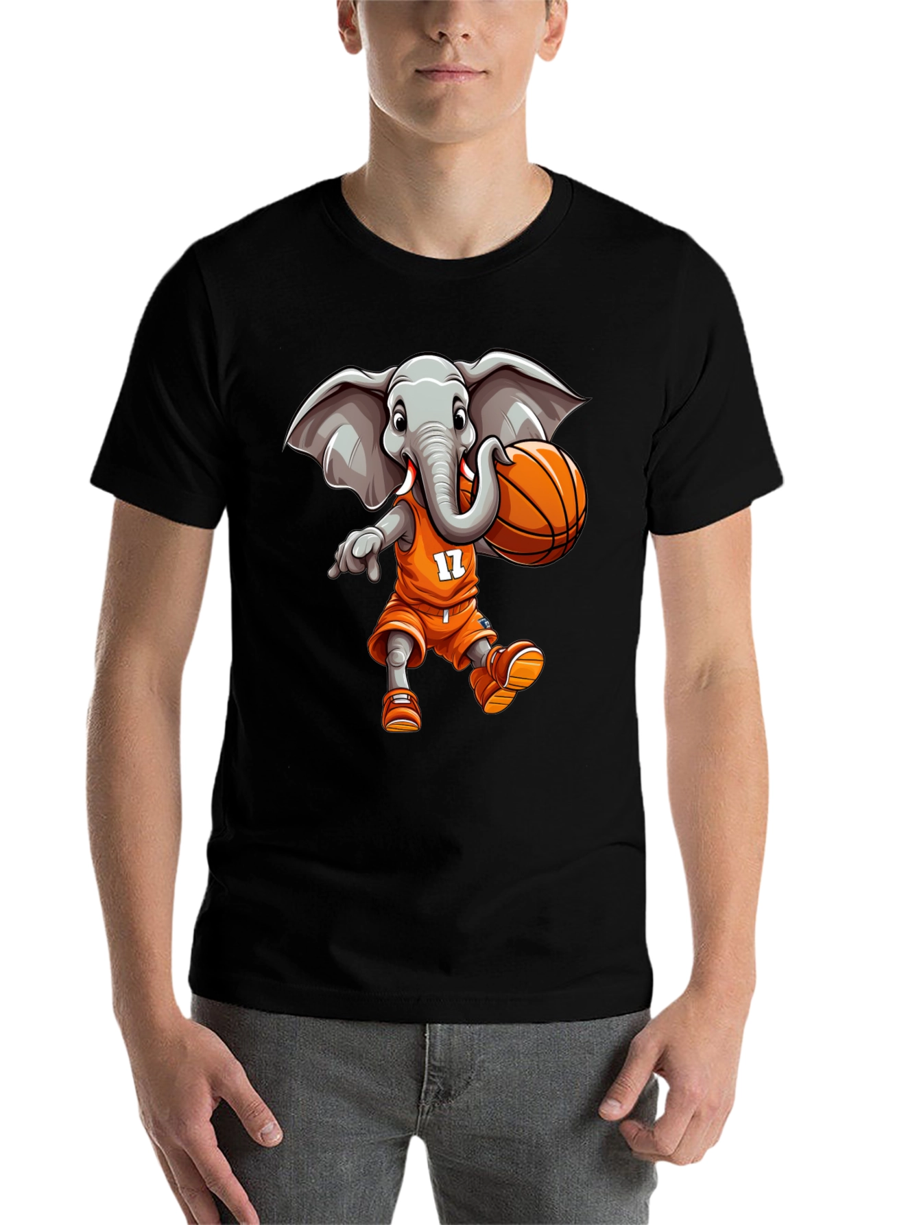 Black Elephant Basketball Player T-Shirt view 7
