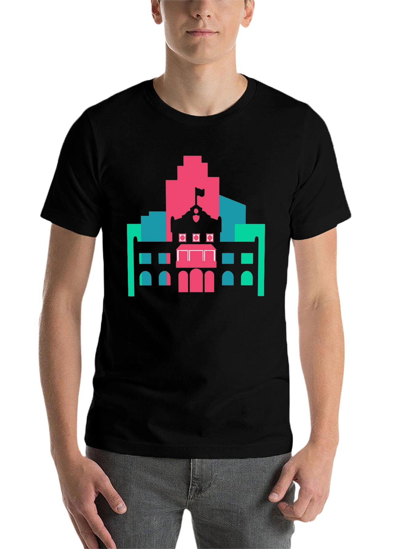 Black Architectural Graphic Tee - Modern Building Design view 7