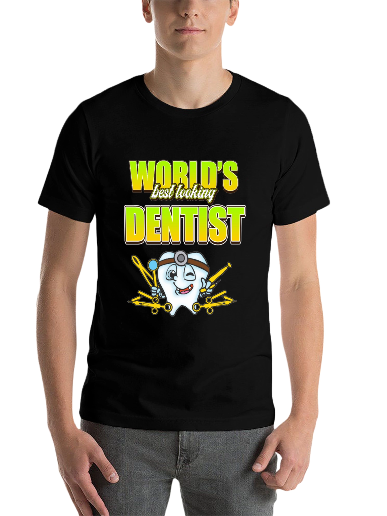 Black World's Best Looking Dentist T-Shirt Funny Dental Tee view 7