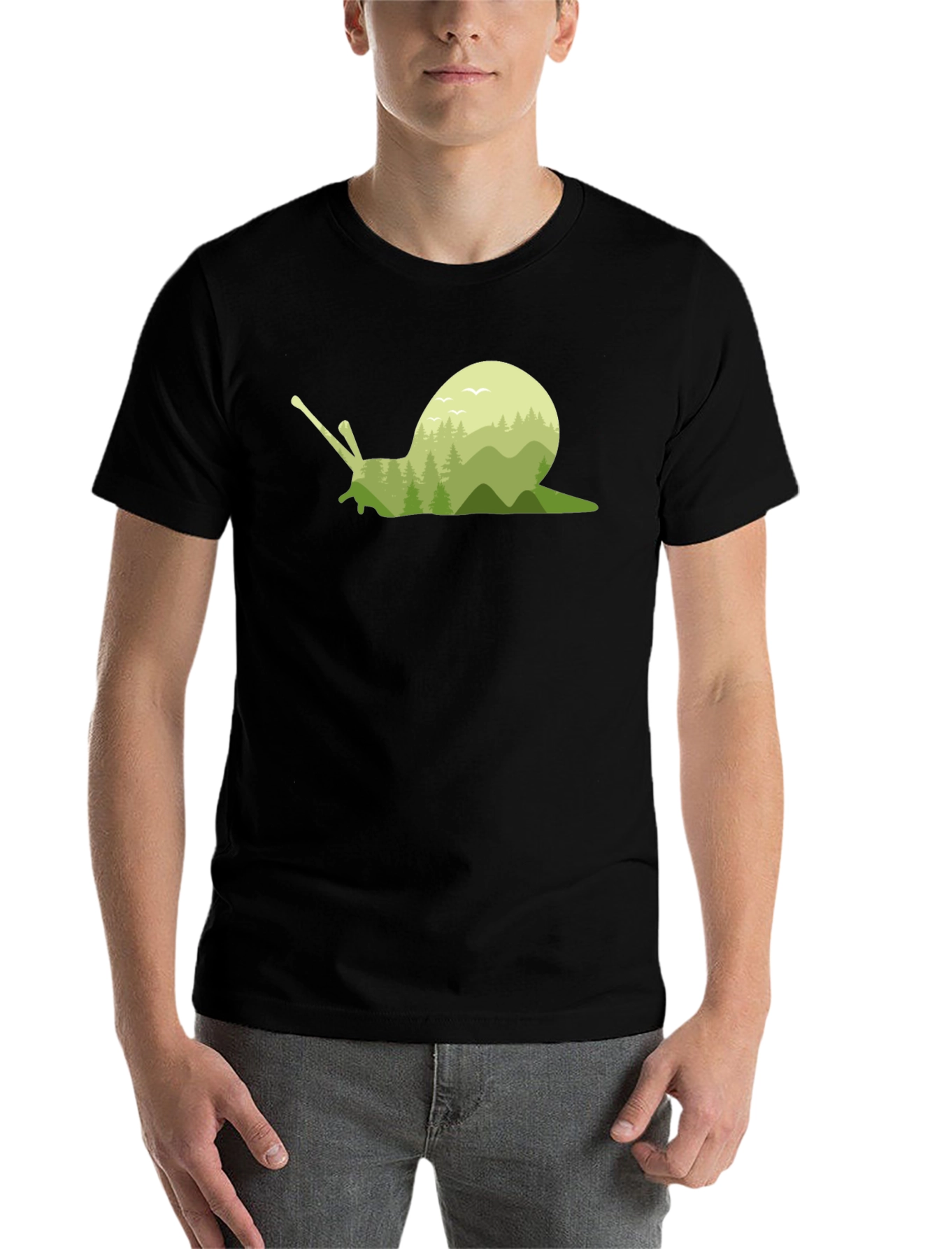 Black Nature Snail Graphic Tee - Soft Cotton Blend view 7