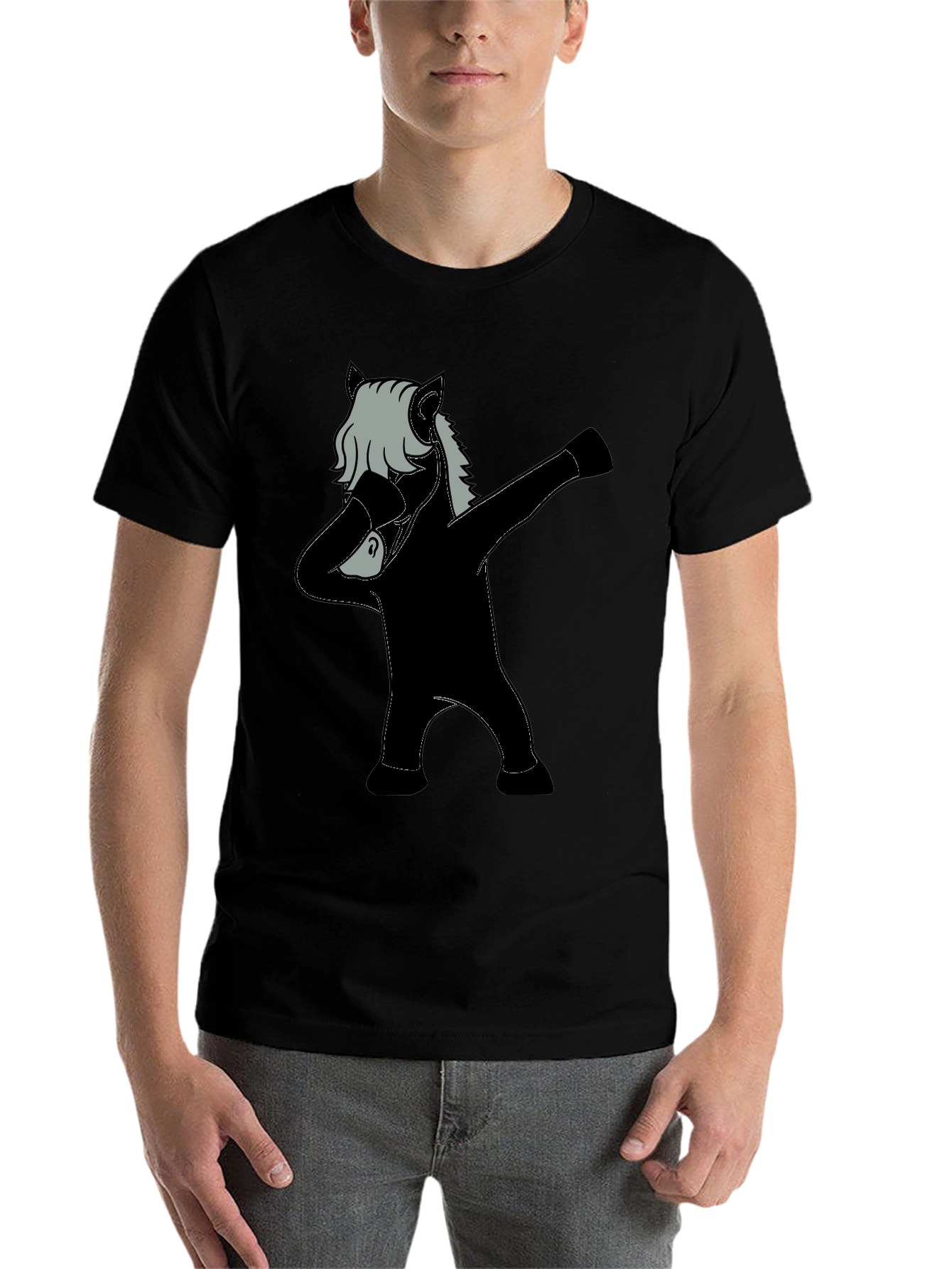 Black Dabbing Horse Graphic Tee - Black view 7