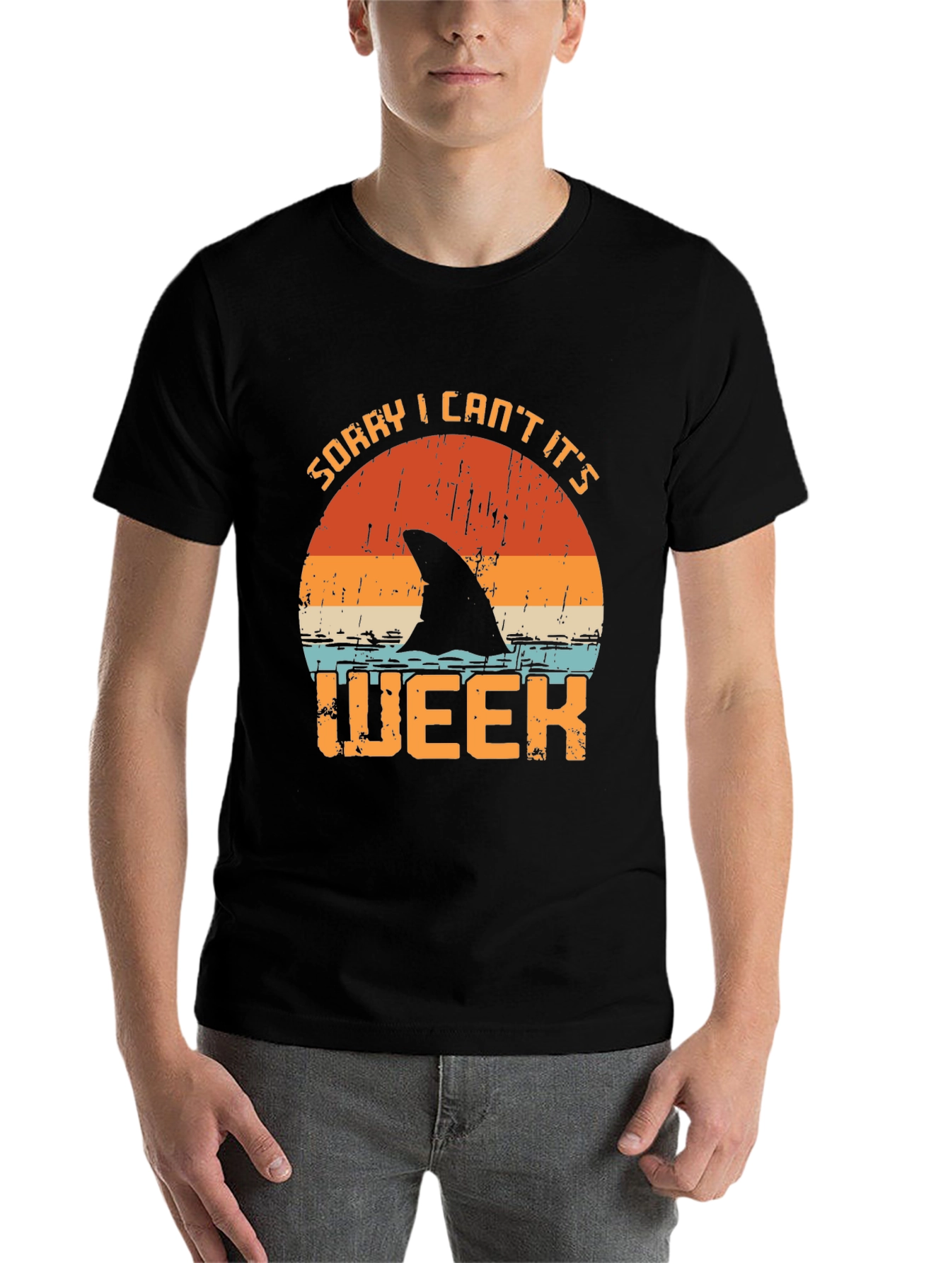 Black Sorry I Can't It's Shark Week T-Shirt view 7