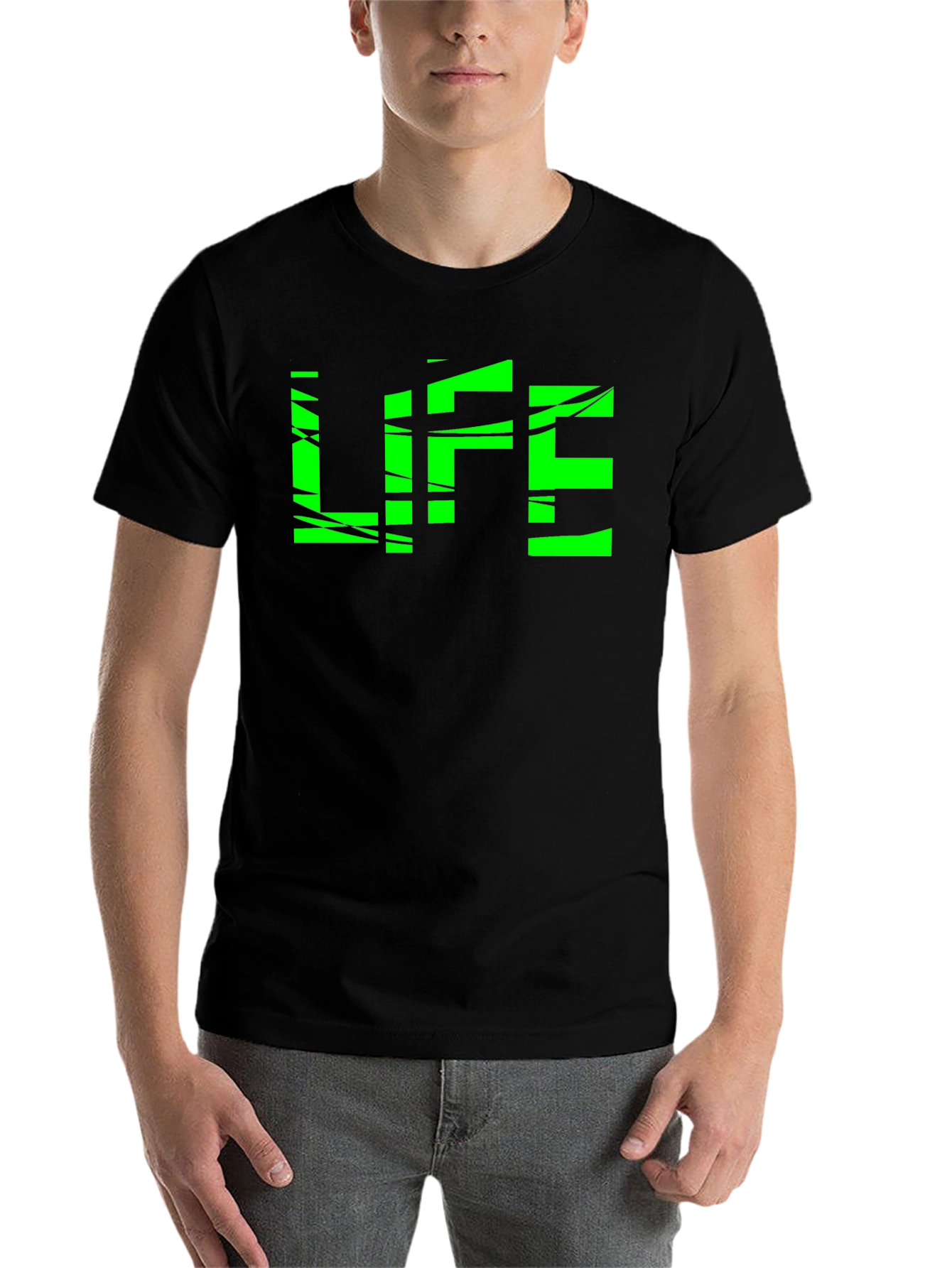 Black Green "LIFE" Graphic Black T-Shirt view 7