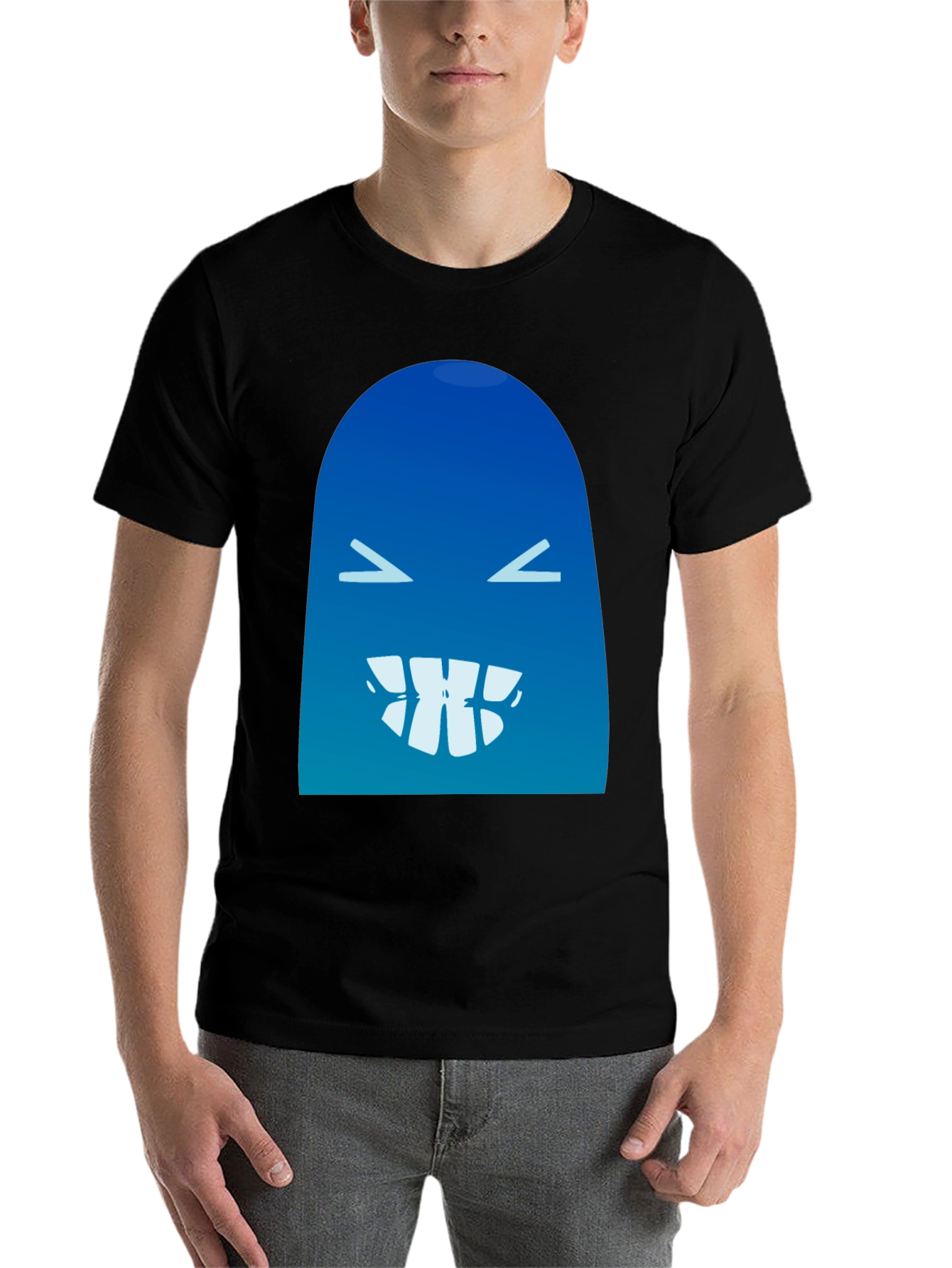 Black Funny Blue Monster Graphic T-Shirt view 7