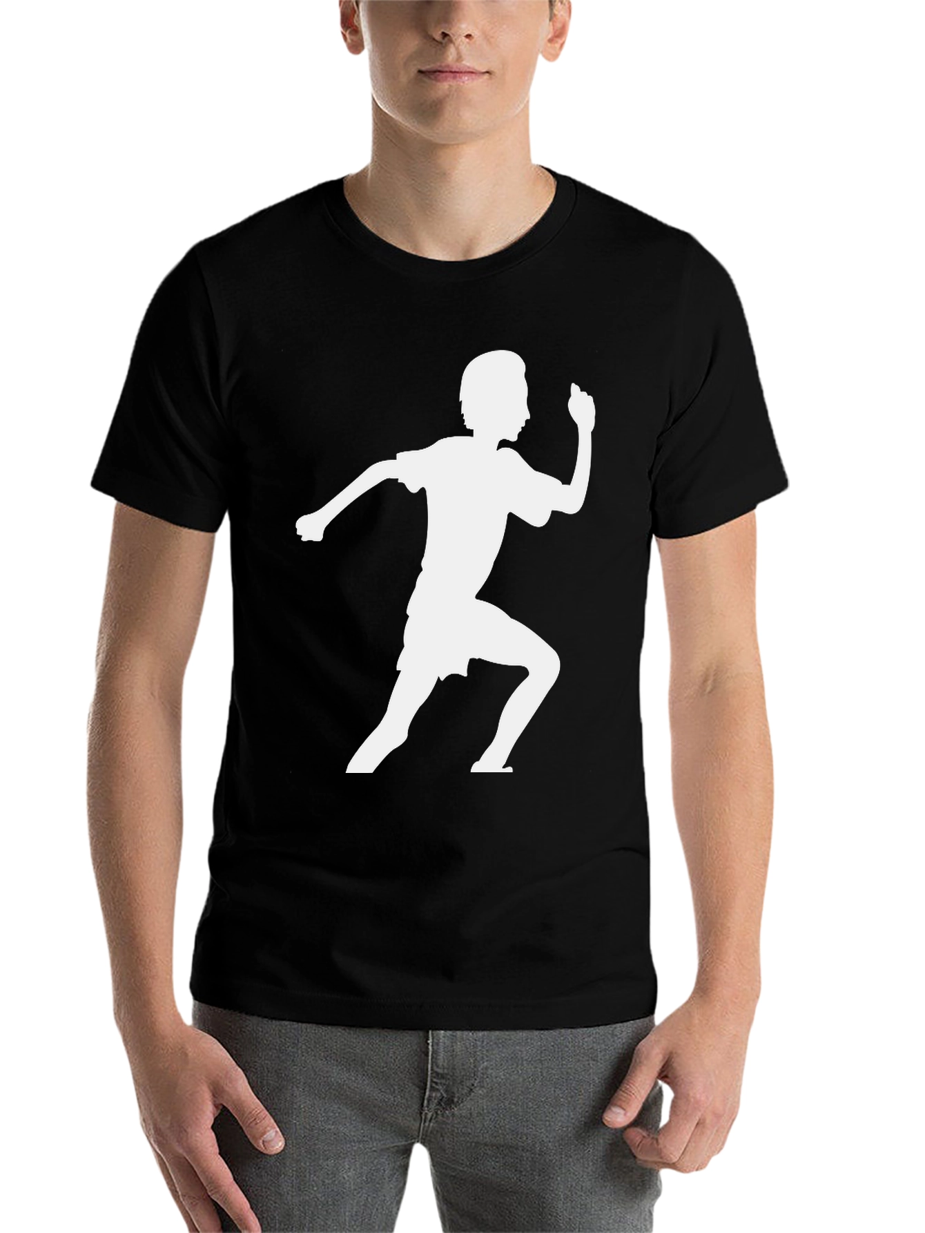 Black Runner Silhouette Graphic Tee - Black Cotton T-Shirt view 7