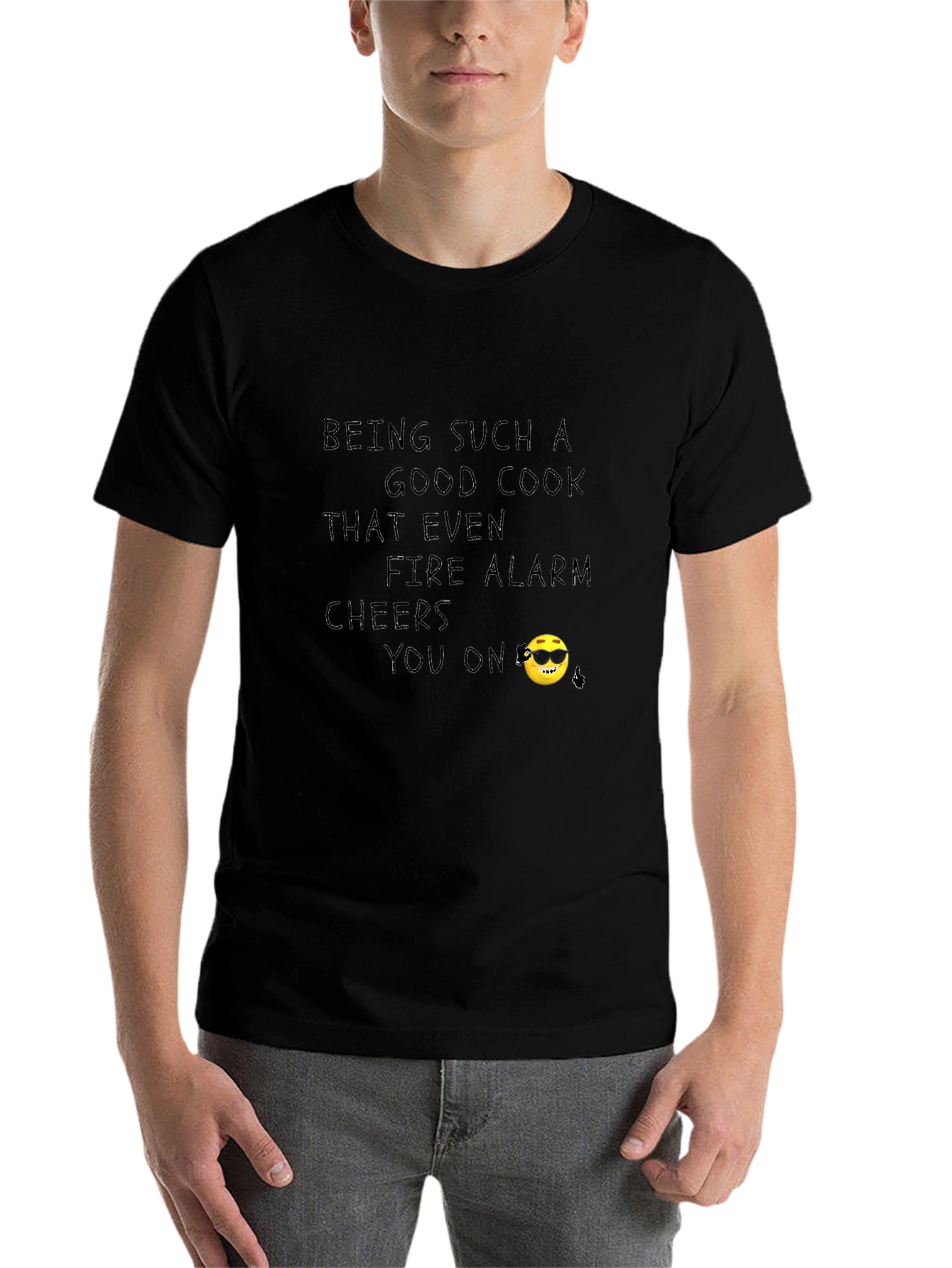 Black Cool Cook T-Shirt - Fire Alarm Cheers You On! view 7