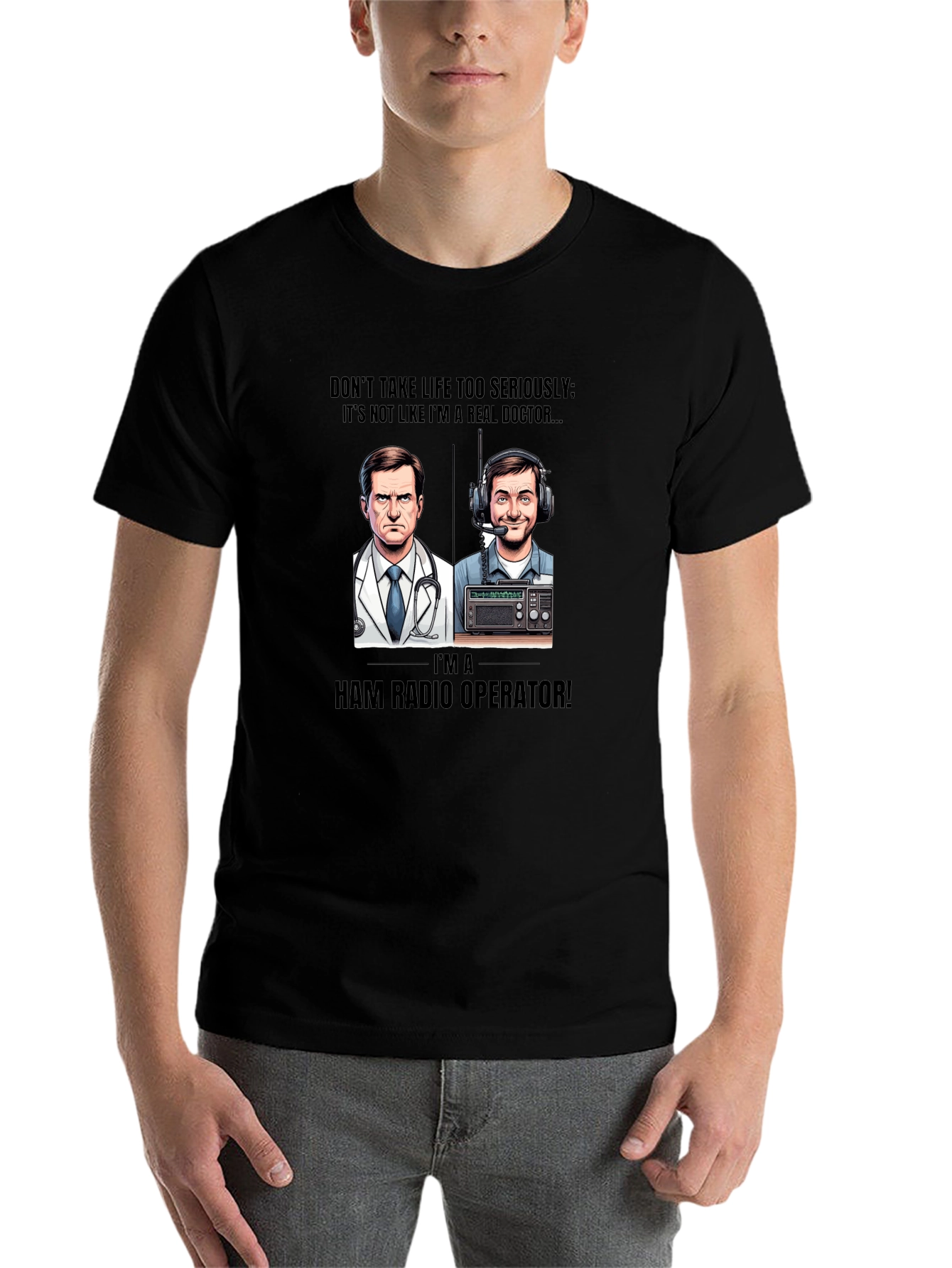 Black Ham Radio Operator T-Shirt - Don't Take Life Too Seriously Tee view 7