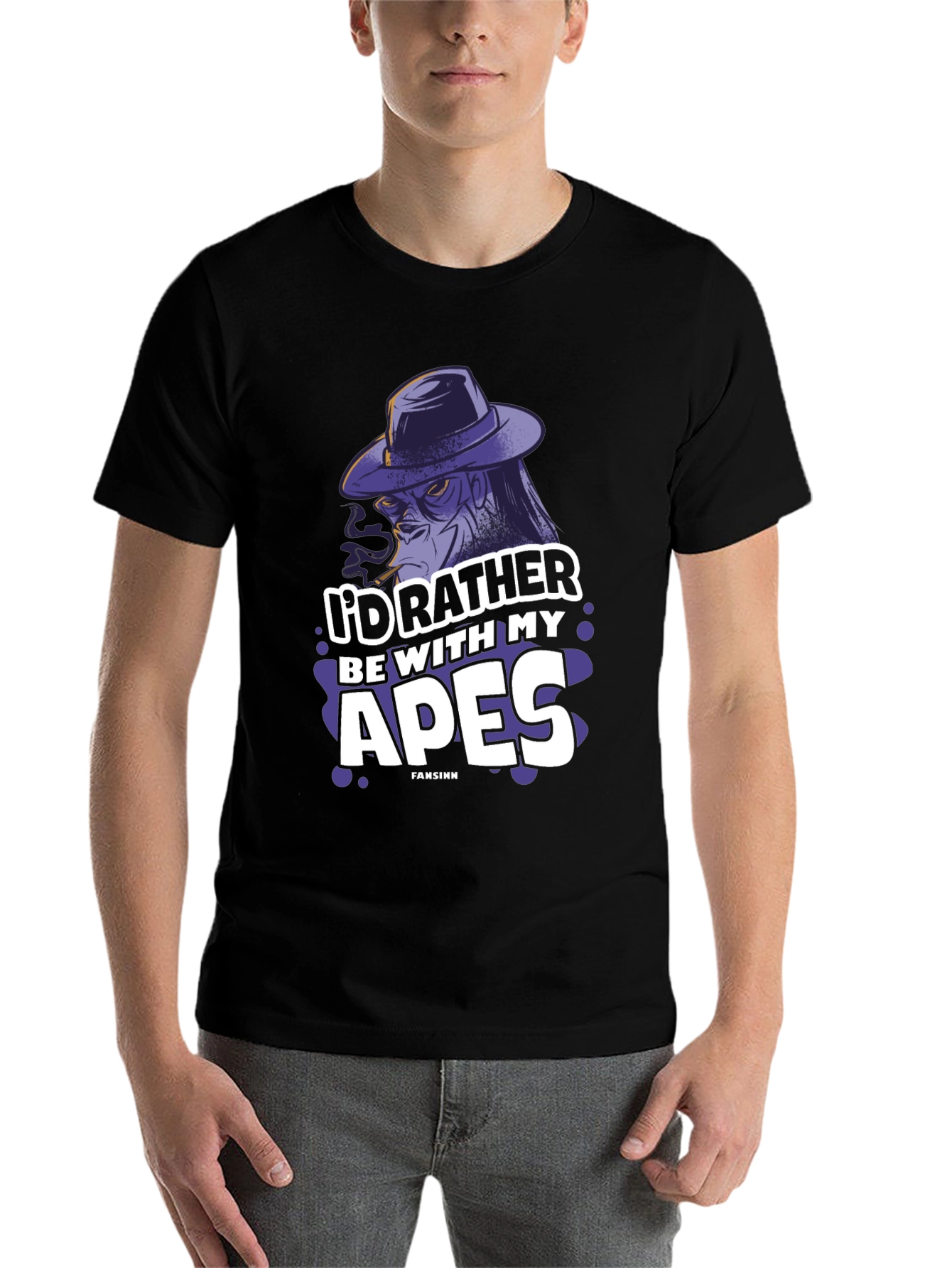 Black I'd Rather Be With My Apes T-Shirt view 7