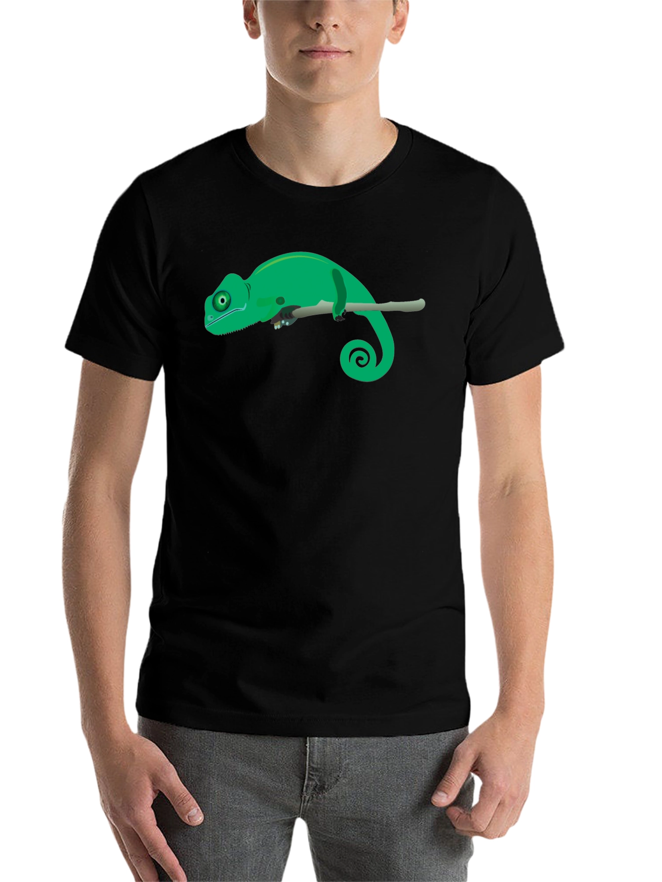 Black Chameleon Graphic Tee - Black Cotton T-Shirt view 7