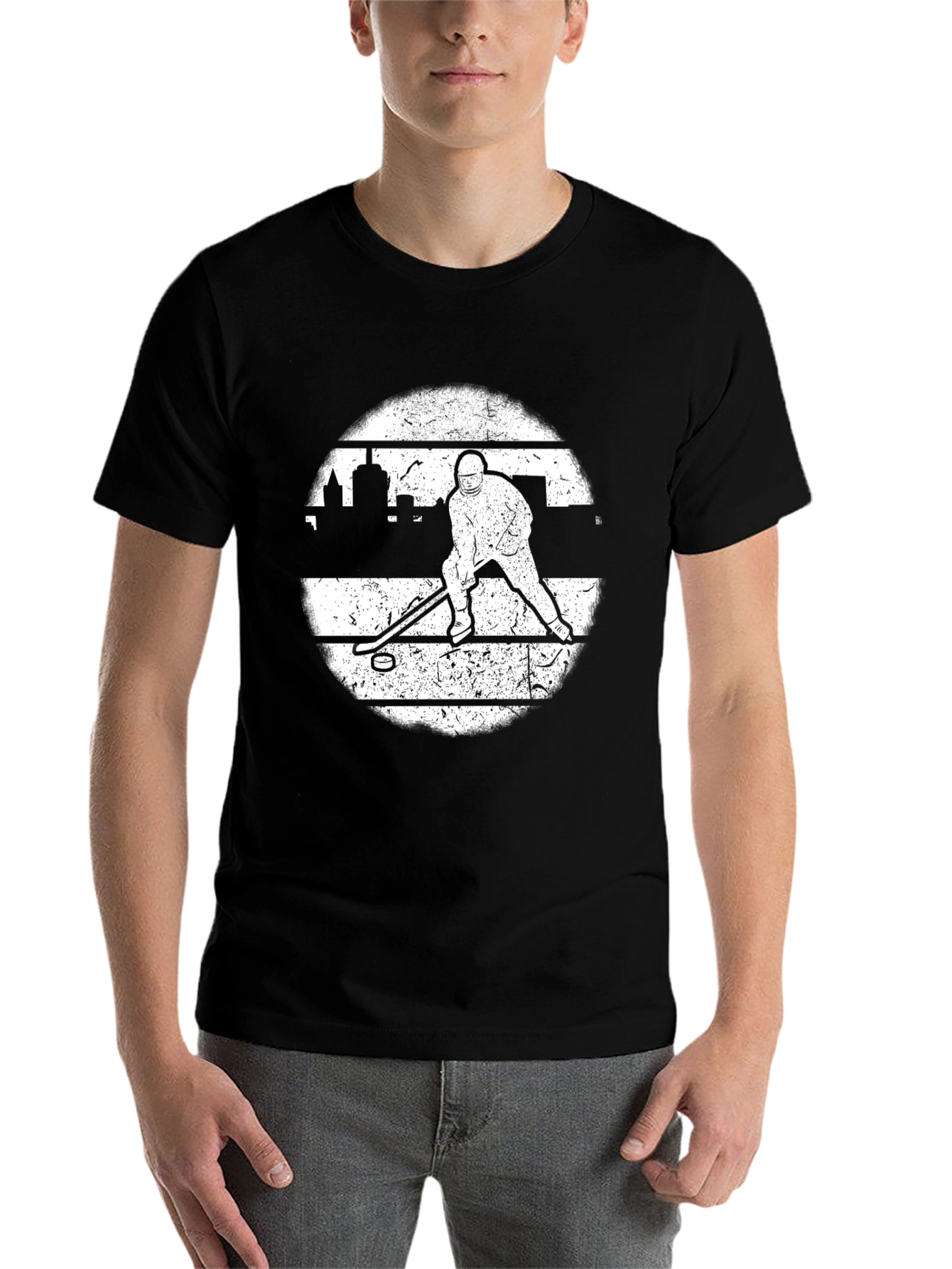 Black Hockey Player T-Shirt view 7
