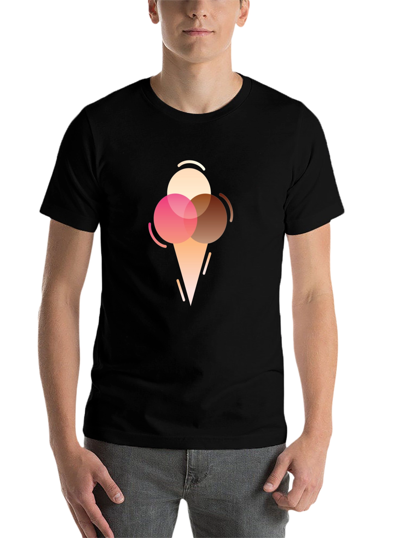 Black Ice Cream Graphic Tee - Modern Dessert Lover T-Shirt view 7
