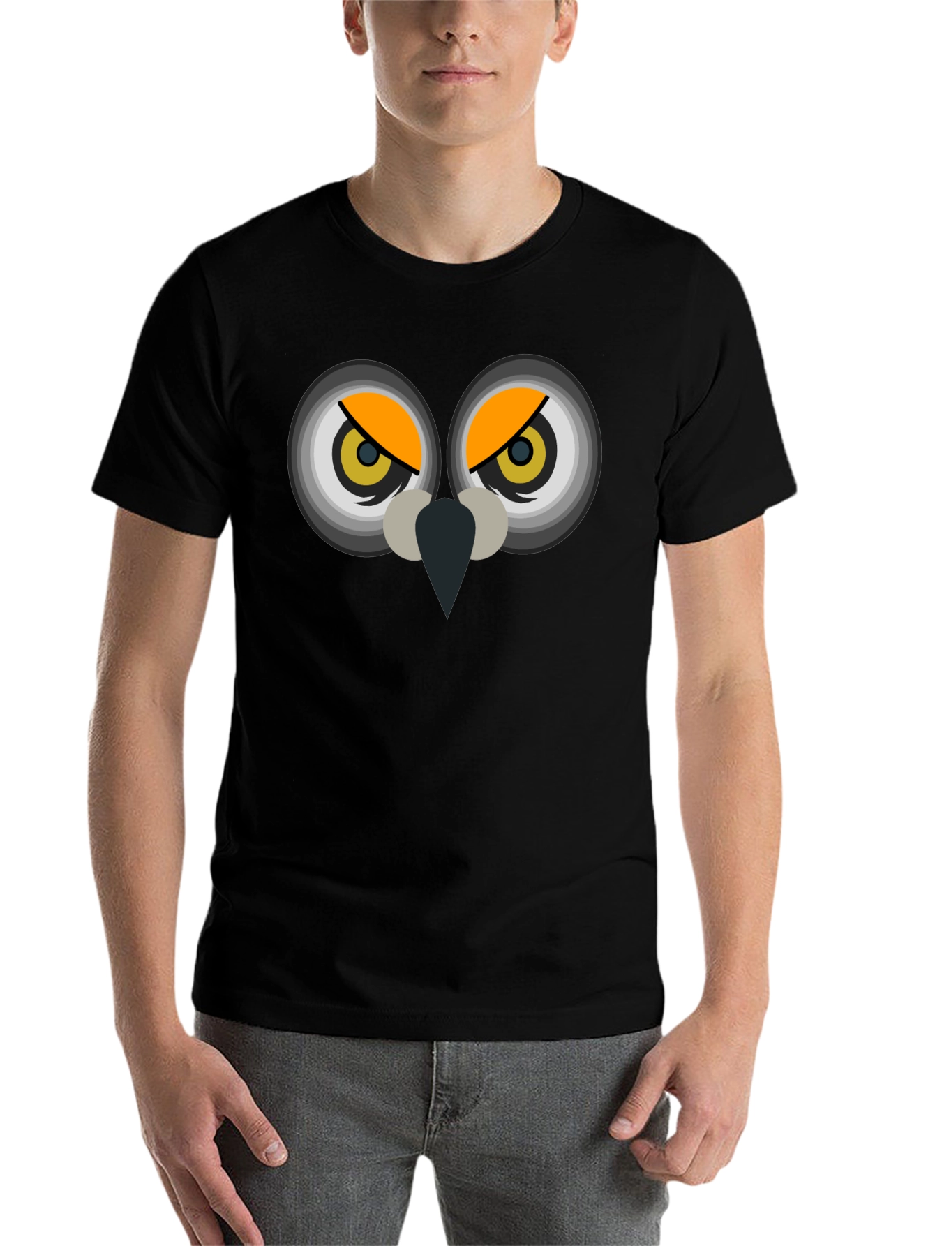 Black Owl Eyes Graphic T-Shirt - Men's Black Tee view 7