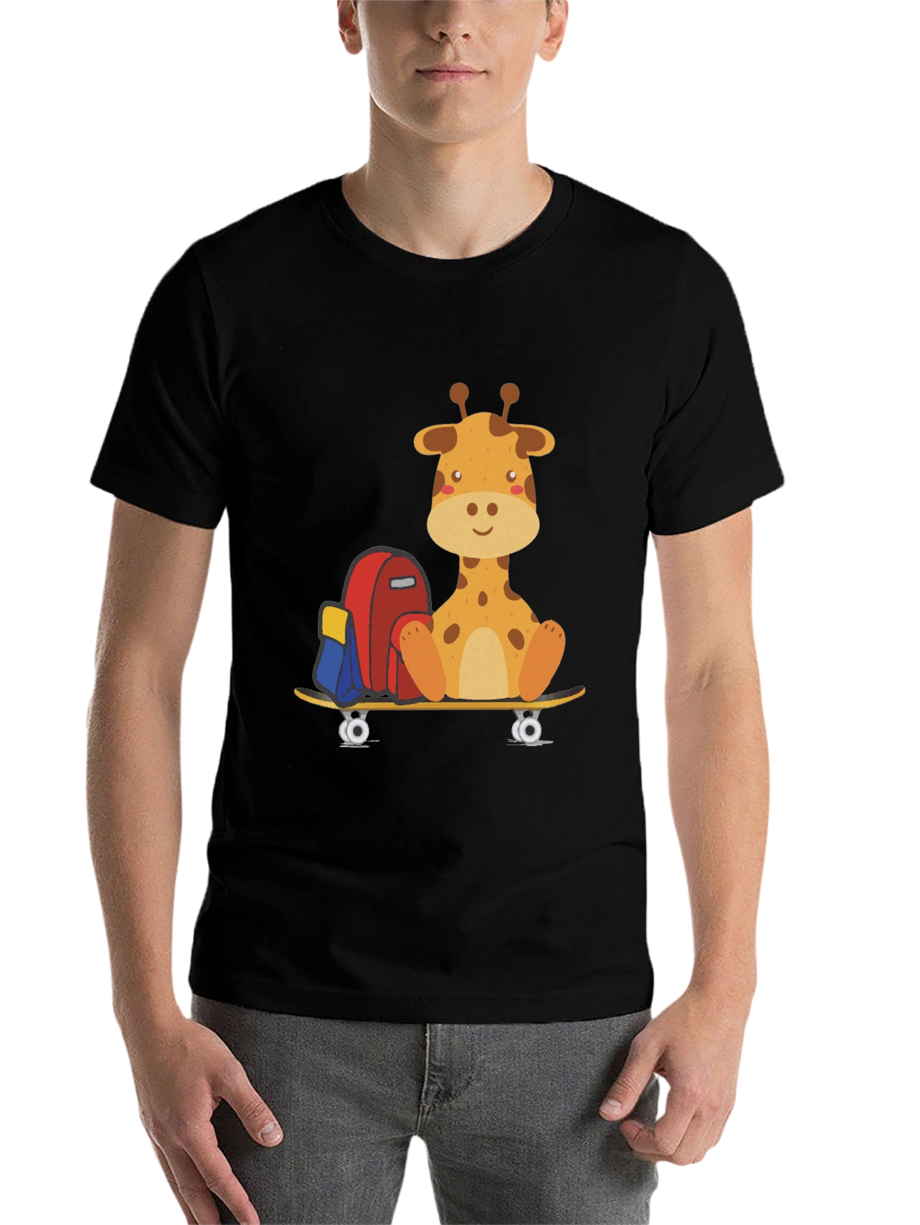 Black Giraffe Skateboard T-Shirt - Cool Graphic Tee view 7