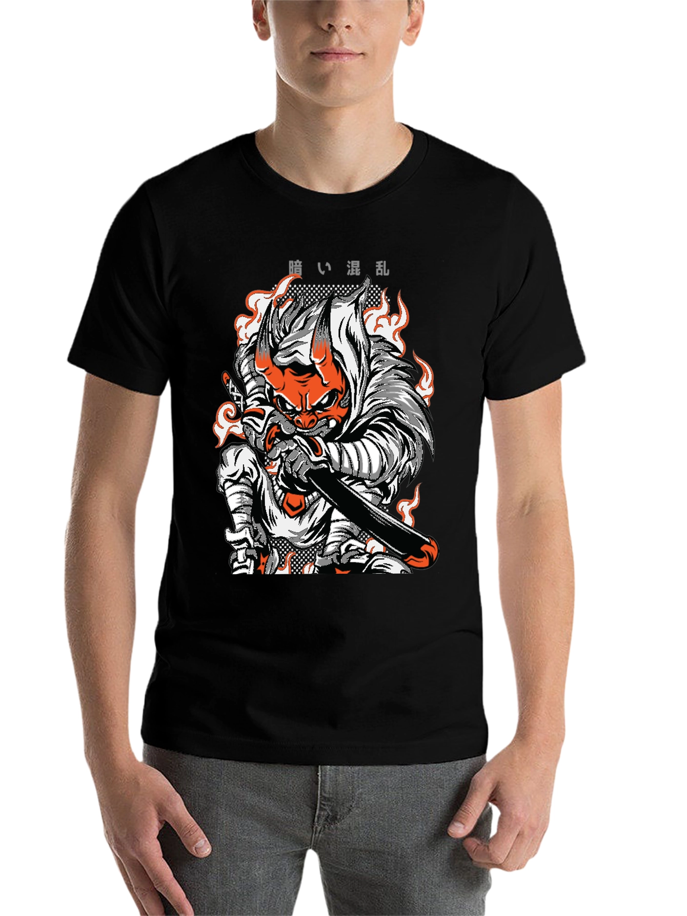 Black Japanese Demon Samurai T-Shirt view 7