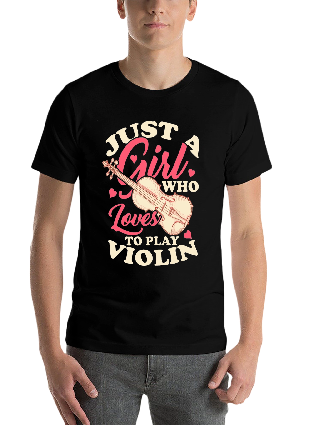 Black Just A Girl Who Loves To Play Violin T-Shirt view 7