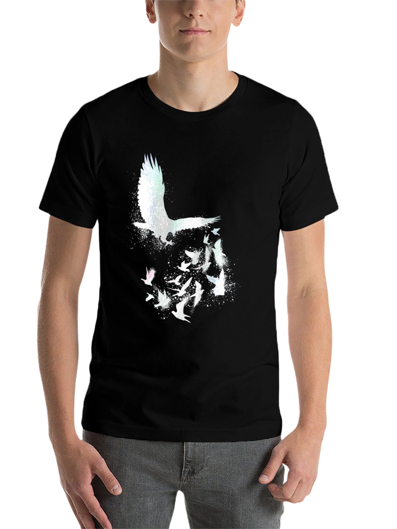 Black Eagle Flight Graphic Tee - Stylish Crew Neck T-Shirt view 7