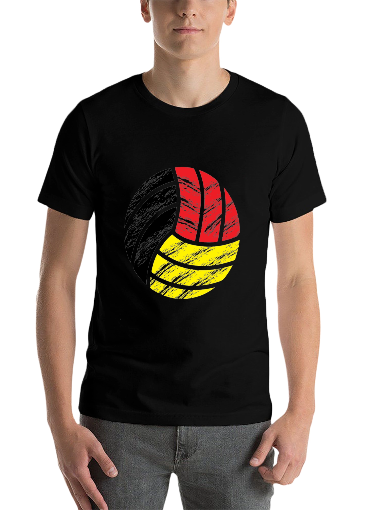 Black Germany Flag Volleyball Graphic T-Shirt view 7