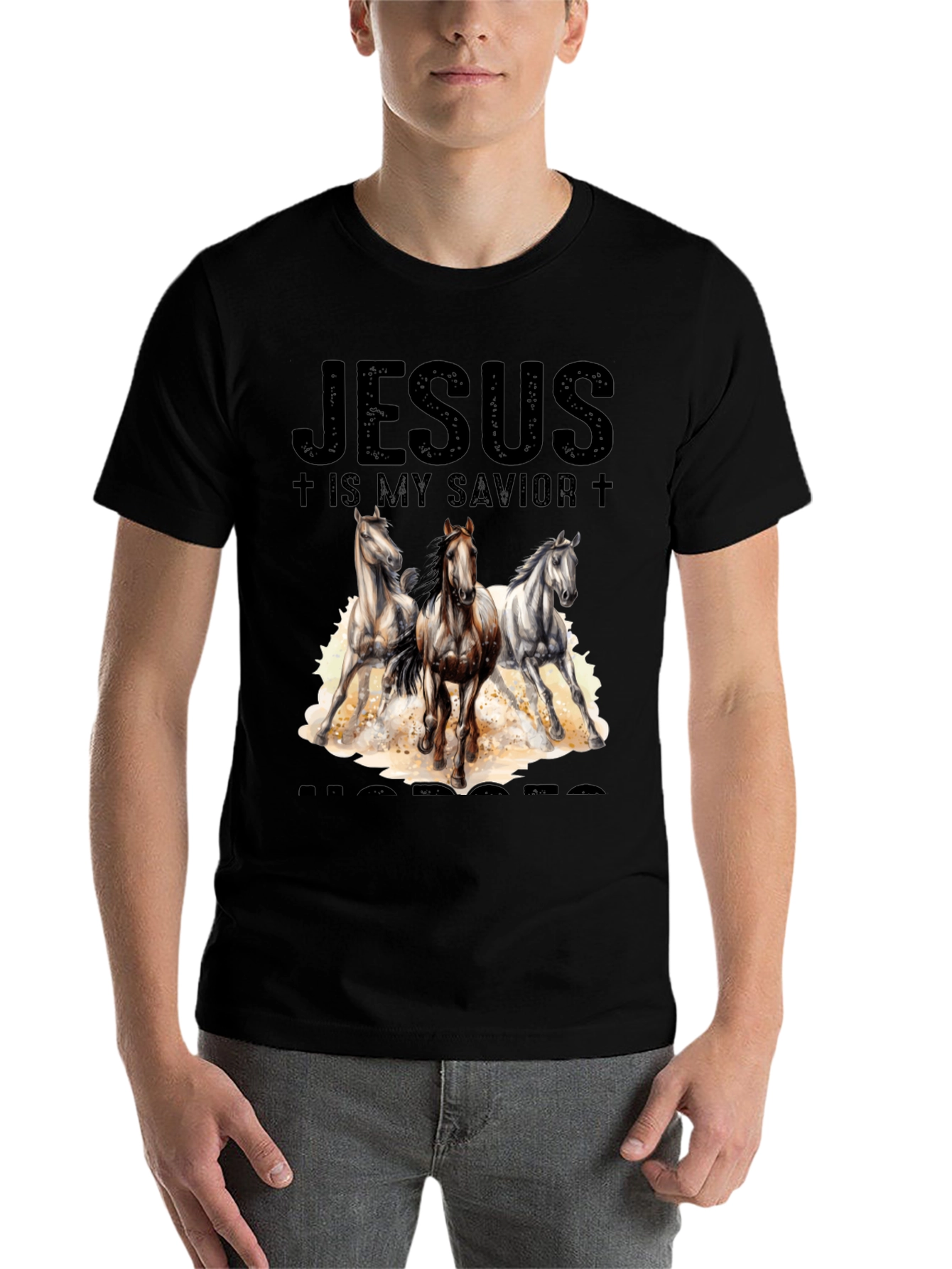 Black Jesus is My Savior Horses T-Shirt view 7