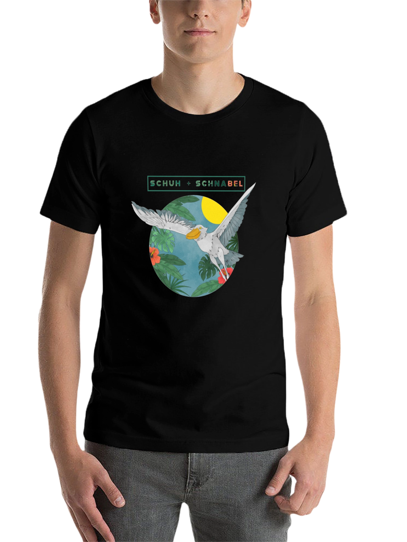 Black Shoebill Stork Graphic Tee - Tropical Bird Design view 7