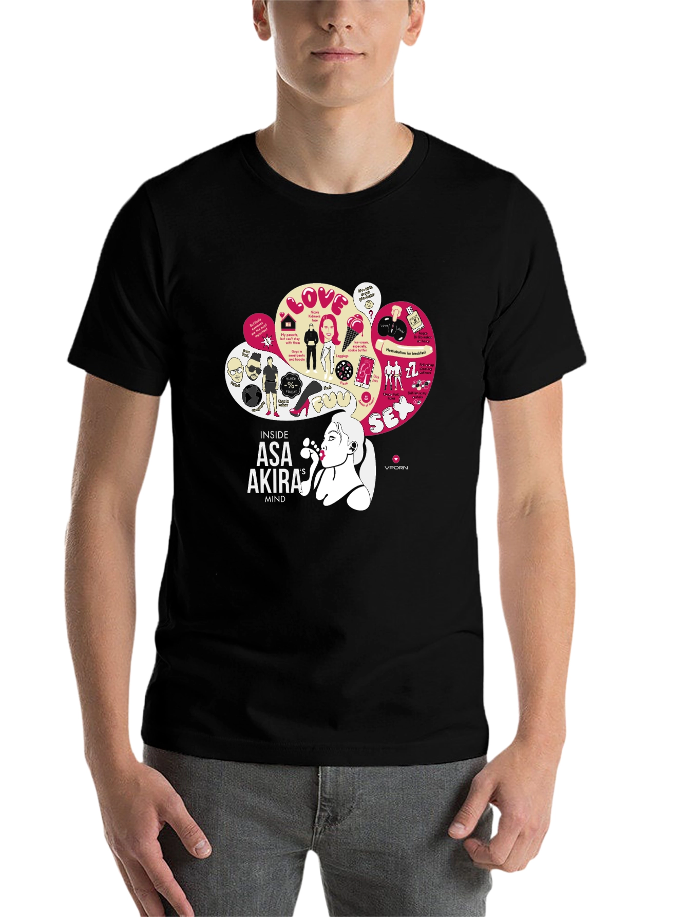 Black Asa Akira Mind T-Shirt: Funny Adult Humor Graphic Tee view 7