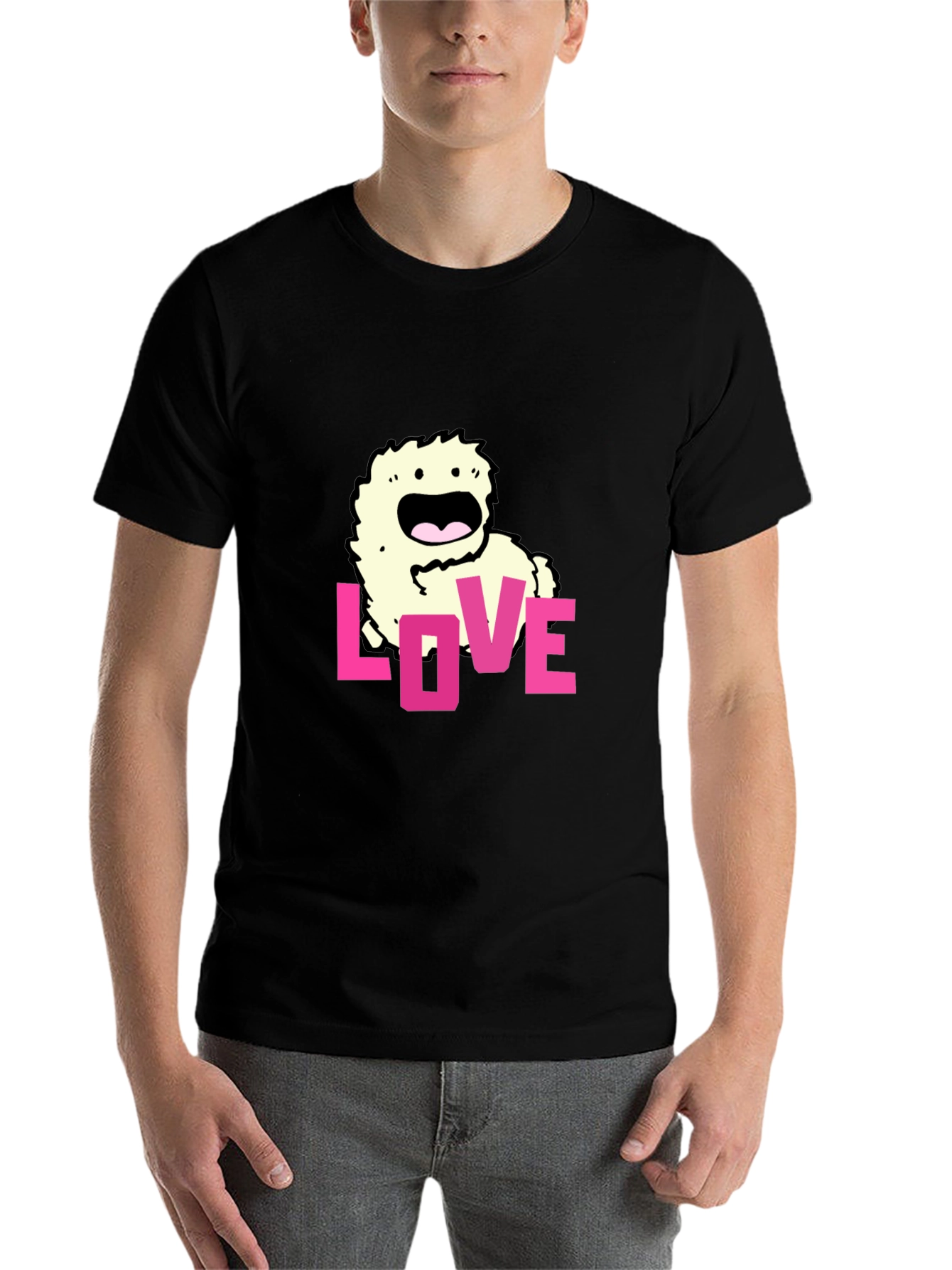 Black Love Monster Graphic Black T-Shirt view 7