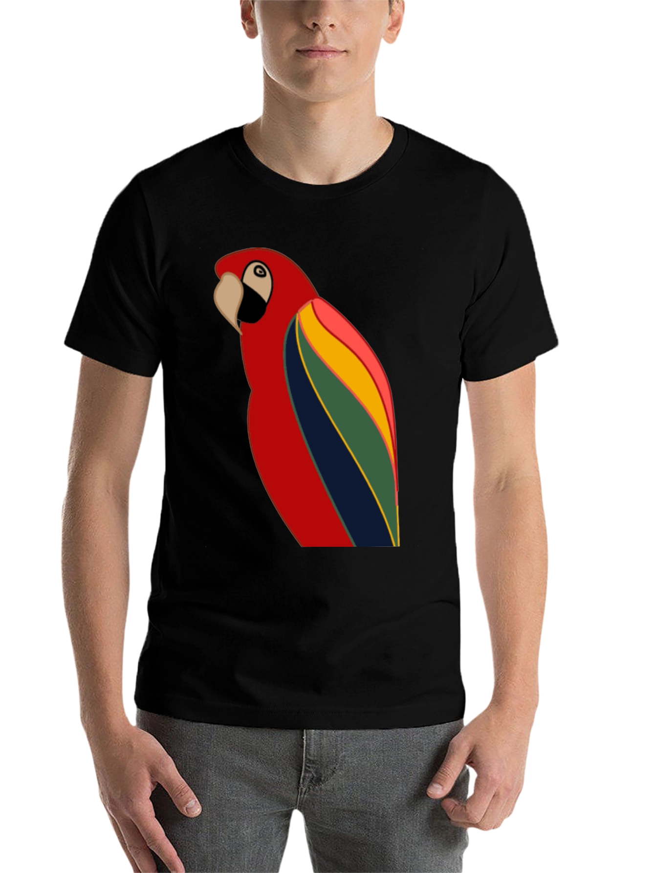 Black Parrot Graphic T-Shirt - Black Crew Neck Tee view 7