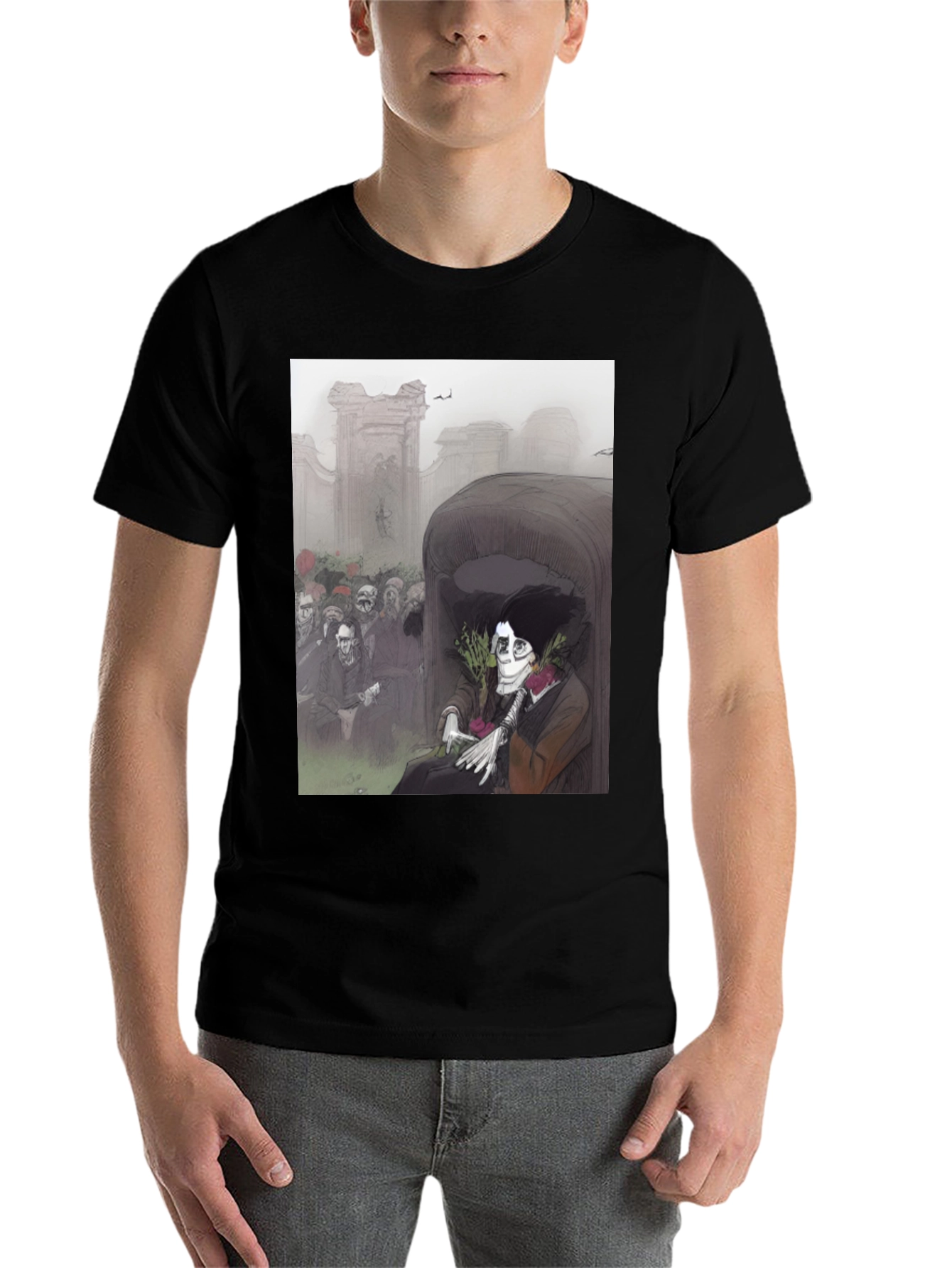 Black Gothic Skeleton T-Shirt view 7