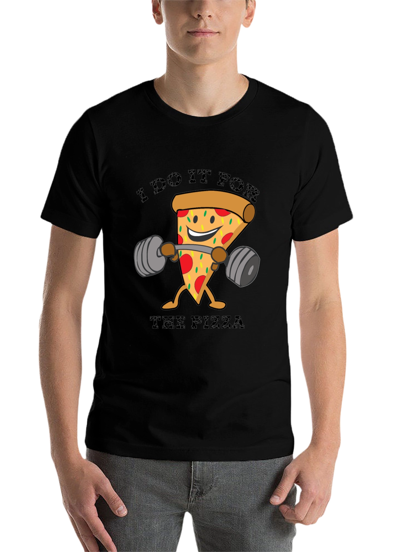 Black Pizza Lover Workout T-Shirt - Funny Fitness Tee view 7