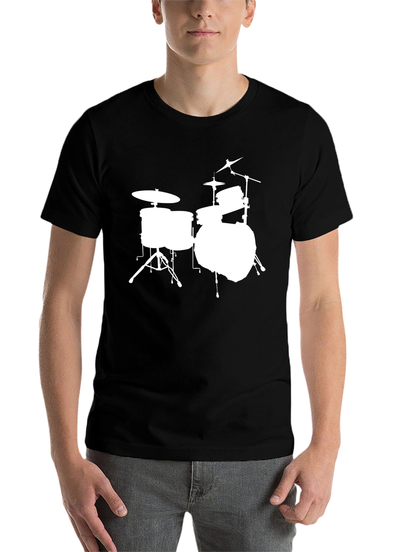 Black Drum Kit Graphic Tee - Black Cotton T-Shirt view 7