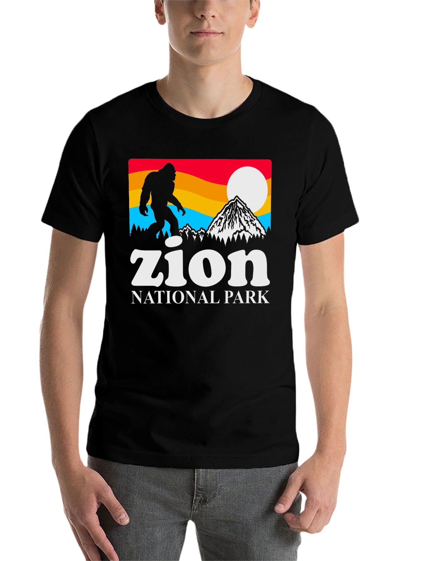 Black Zion National Park Bigfoot Graphic Tee - Black view 7