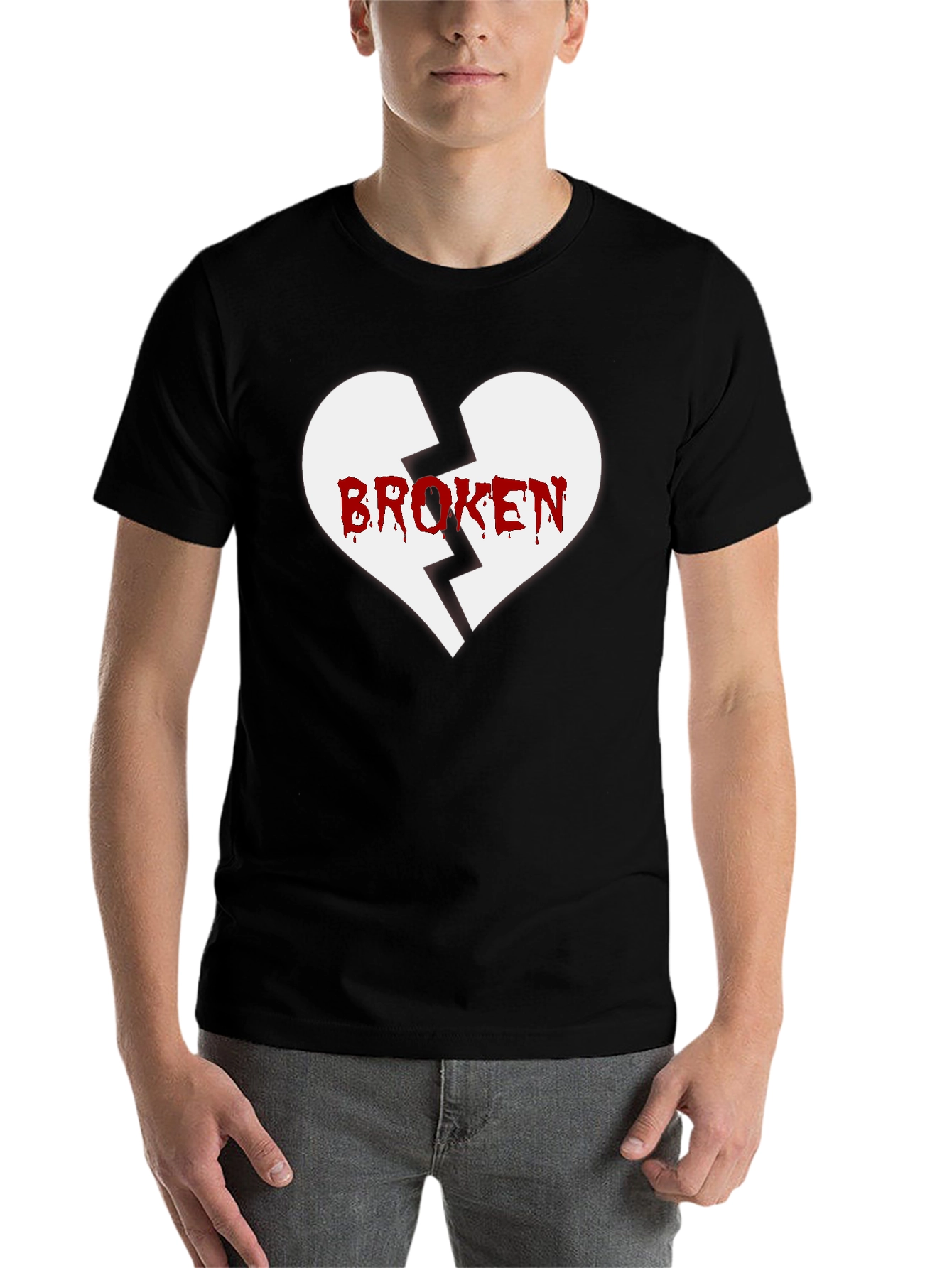 Black Broken Heart Graphic Tee - Men's Black T-Shirt view 7