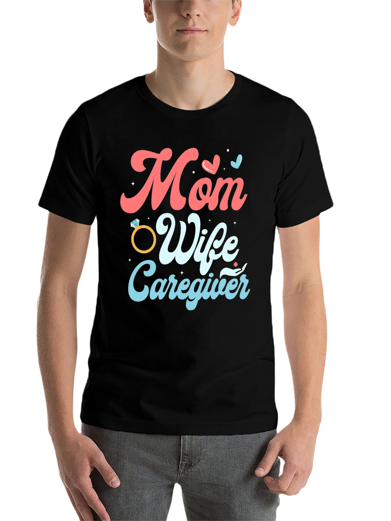 Black Mom Wife Caregiver Graphic Tee view 7
