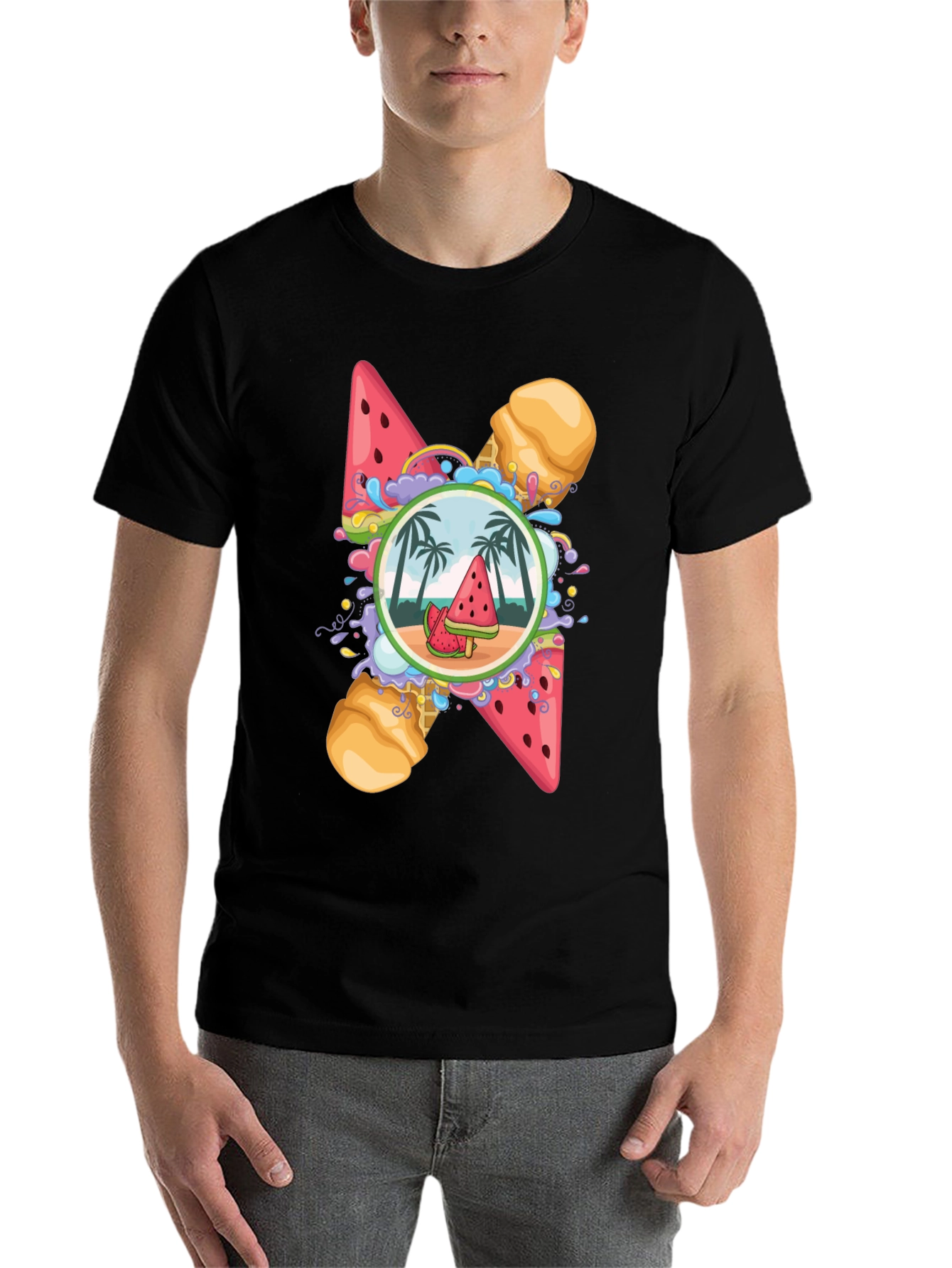 Black Summer Vibes Graphic T-Shirt view 7