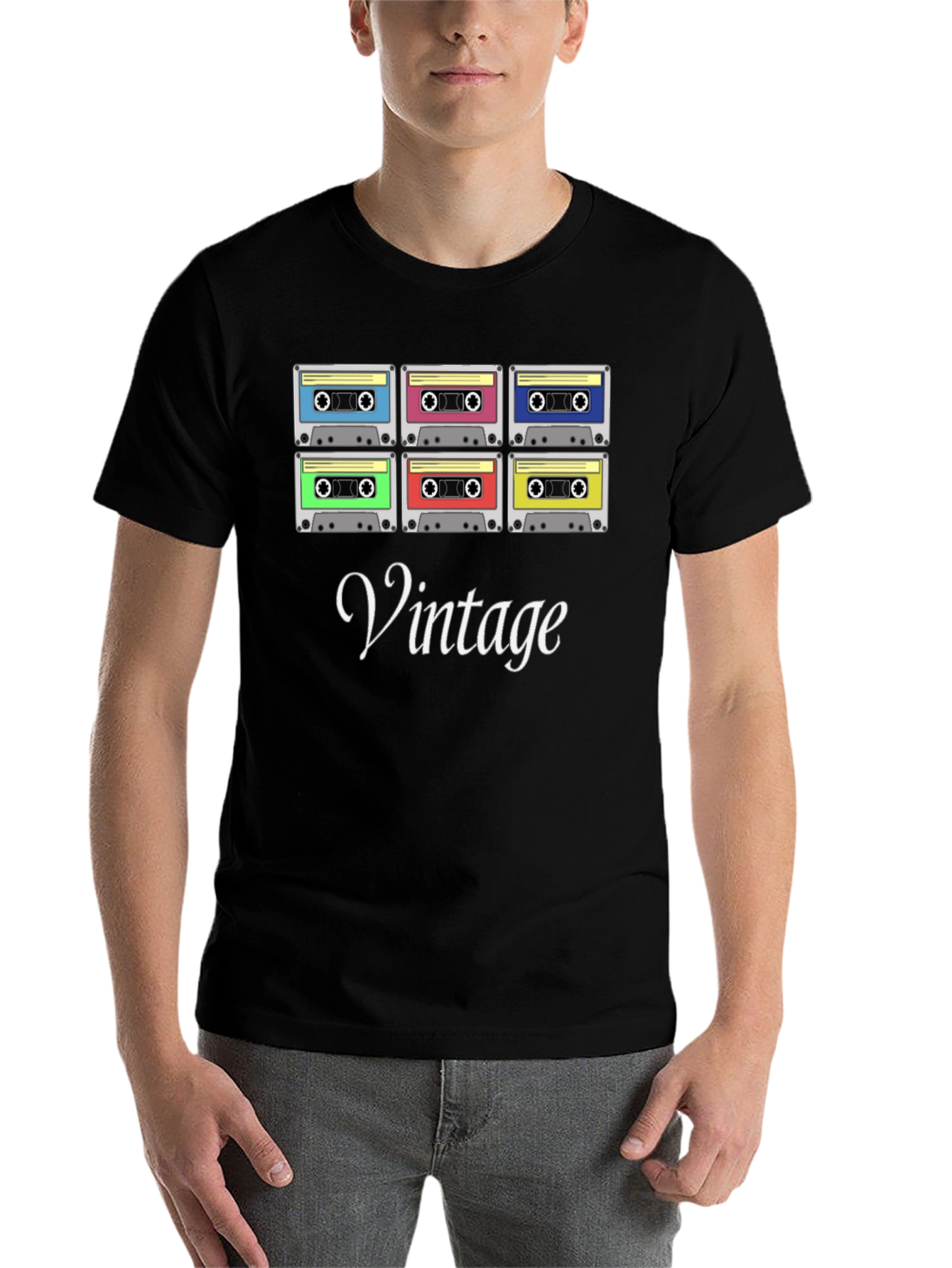 Black Retro Cassette Tape Vintage T-Shirt view 7