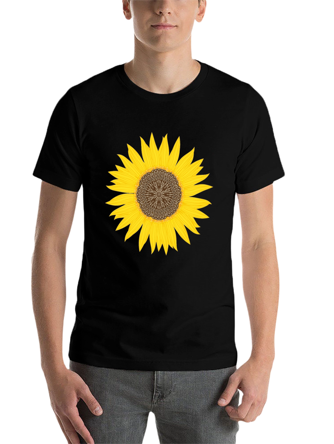 Black Sunflower Graphic Black T-Shirt - Unisex view 7