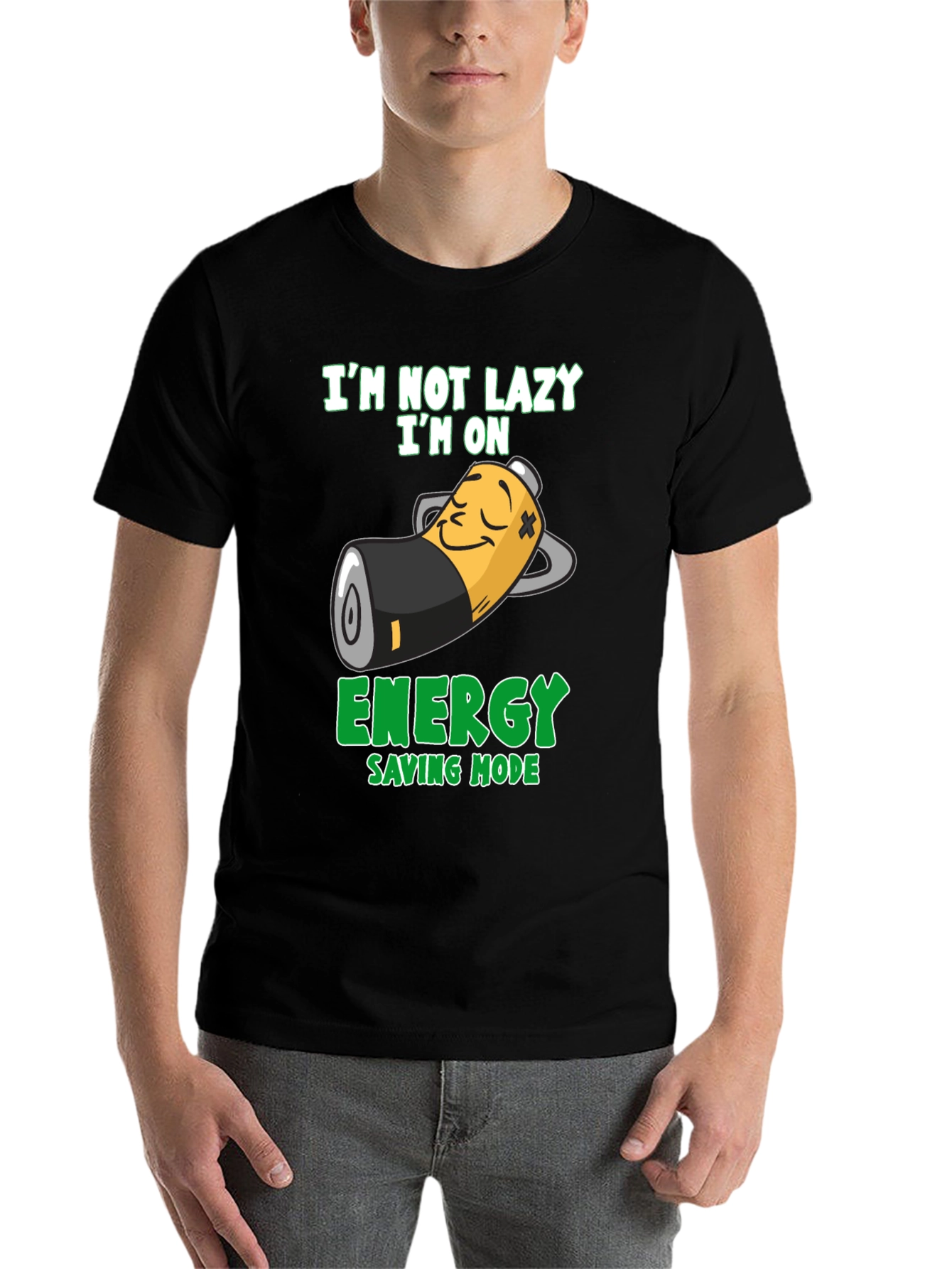 Black Lazy Mode T-Shirt - Energy Saving Mode Graphic Tee view 7