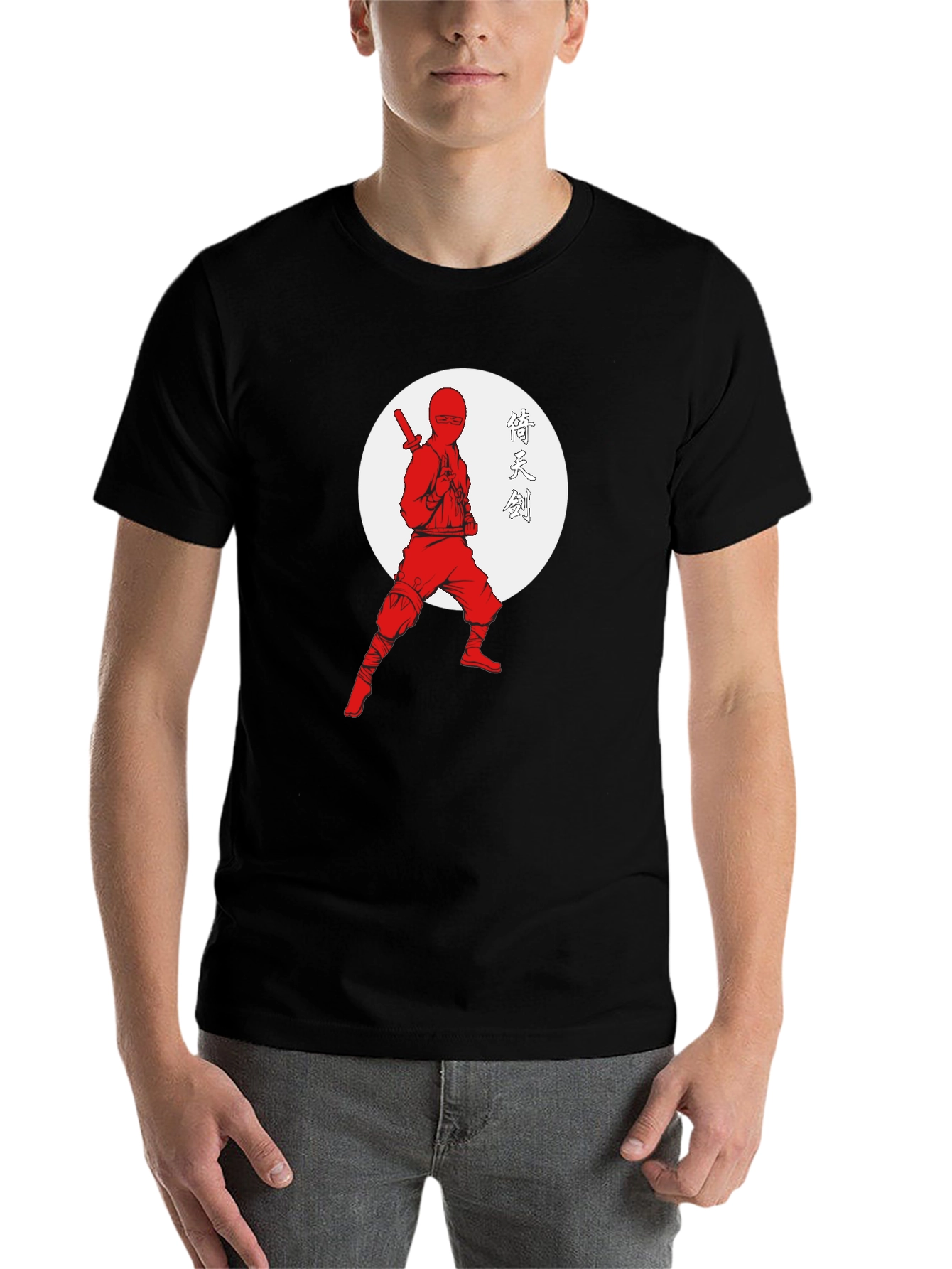 Black Ninja Warrior Graphic Tee - Black Cotton T-Shirt view 7