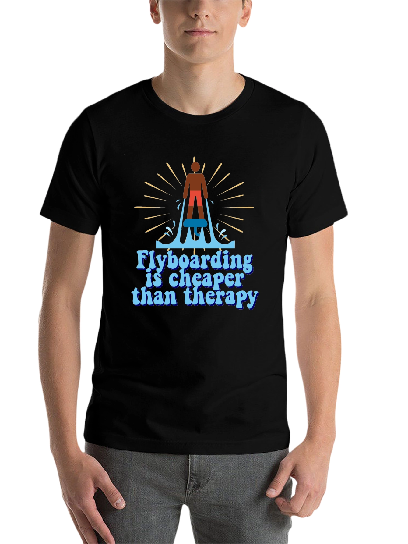 Black Flyboarding Therapy T-Shirt - Hobby Graphic Tee view 7