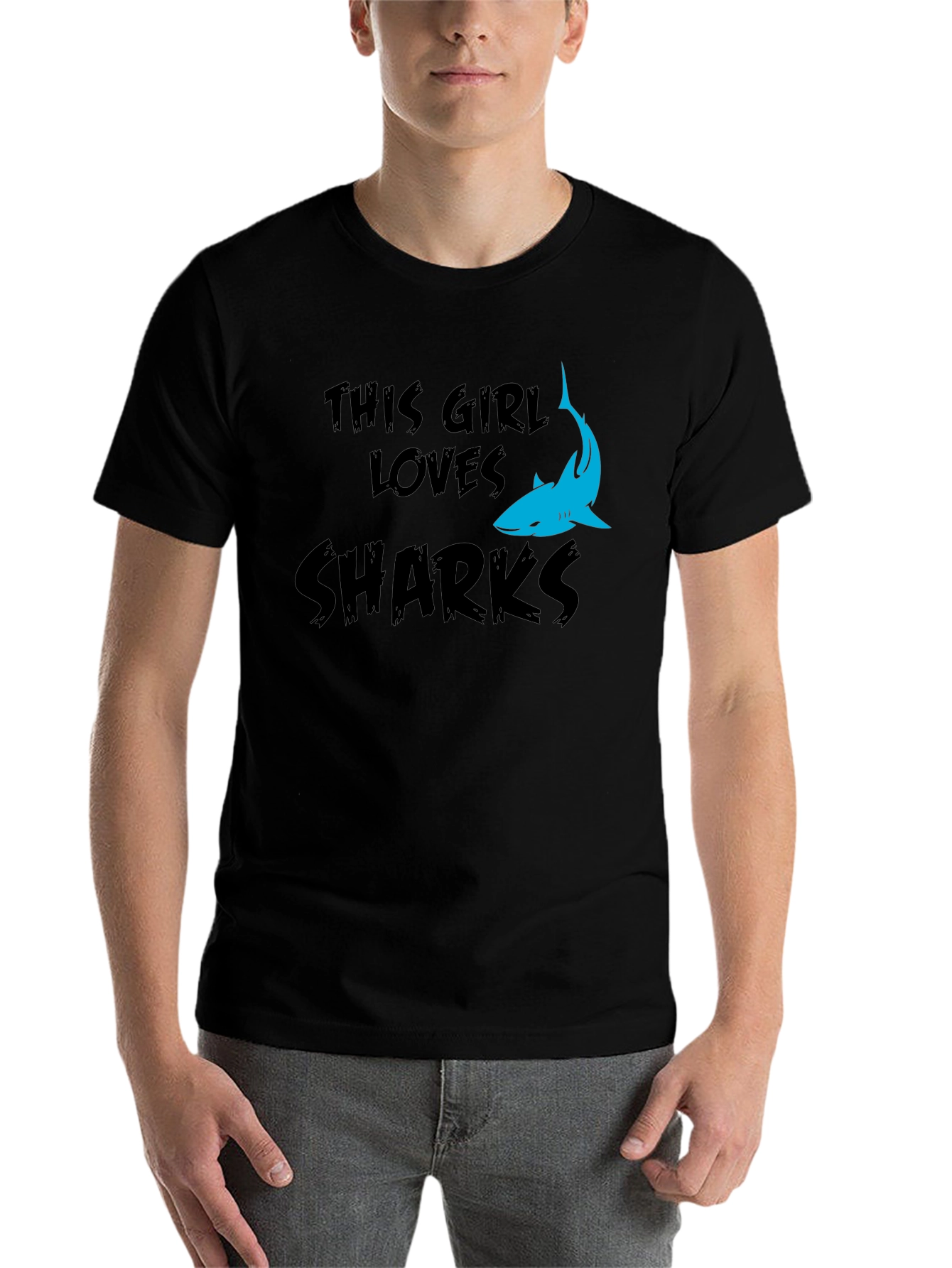 Black This Girl Loves Sharks Graphic Tee - Unisex view 7