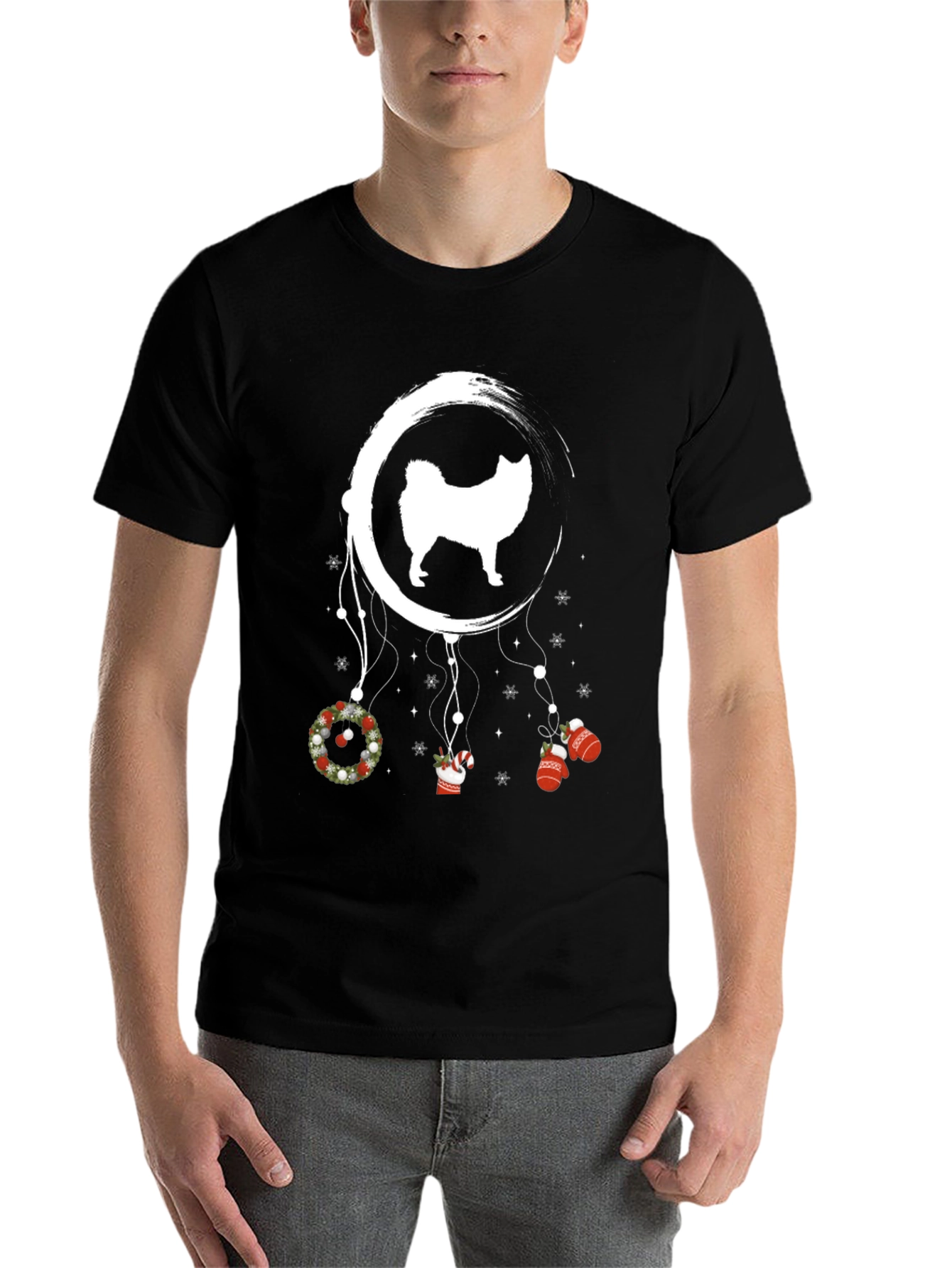 Black Holiday Dog Dreamcatcher T-Shirt view 7