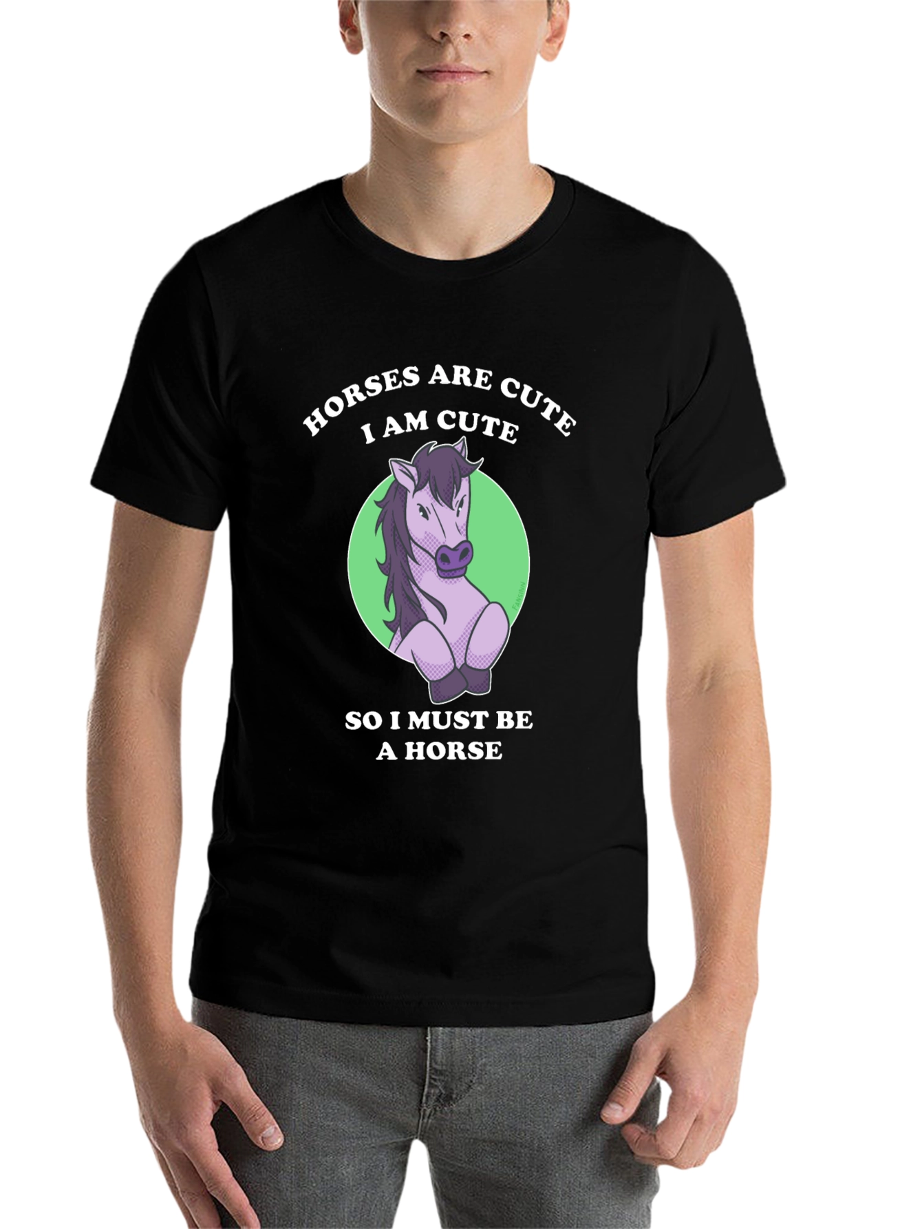 Black Cute Horse T-Shirt - Funny Animal Lover Tee view 7