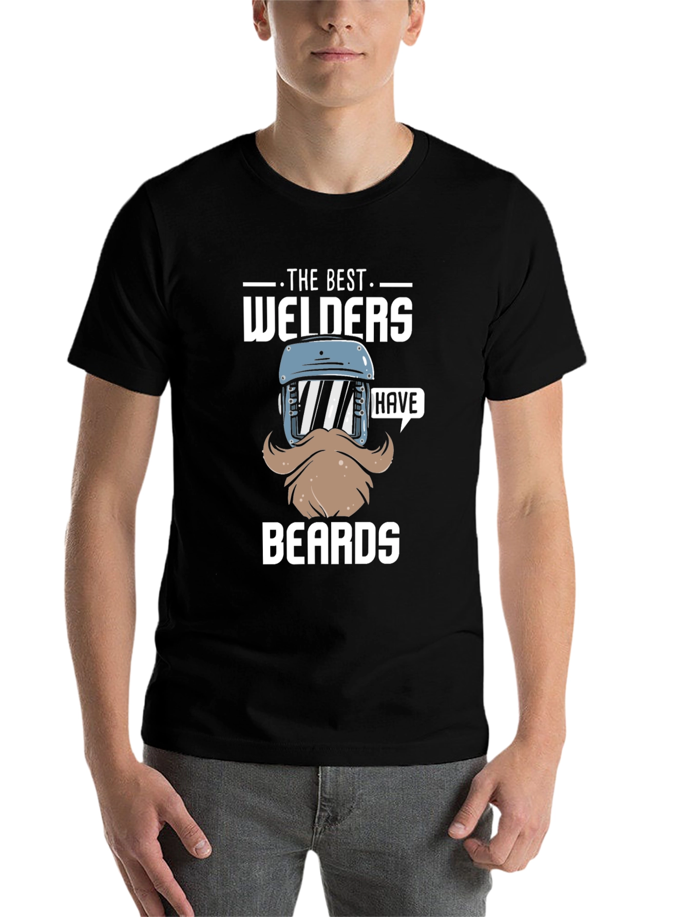 Black Best Welders Have Beards T-Shirt - Black Cotton Tee view 7