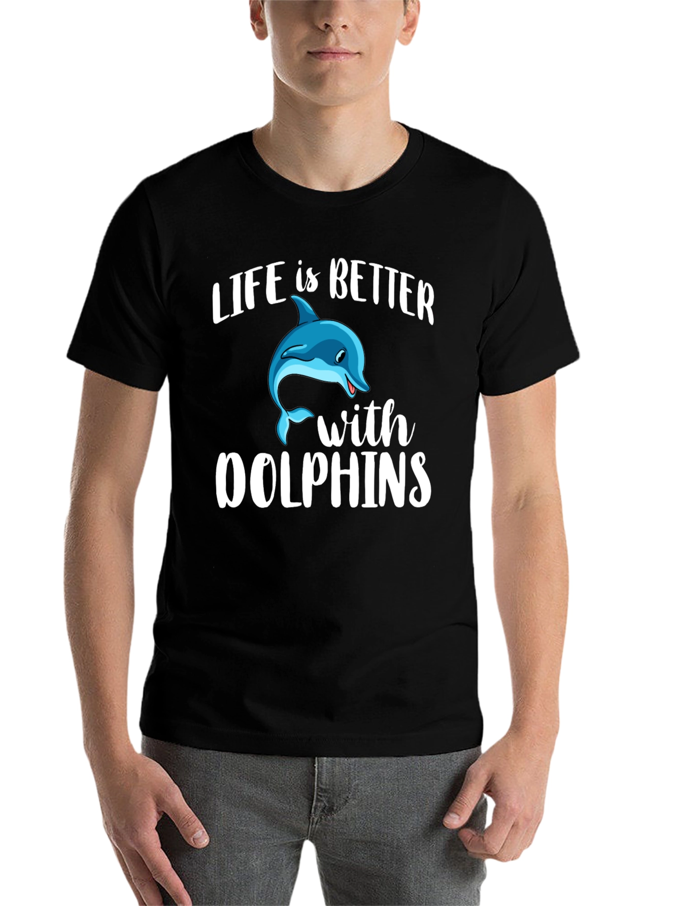 Black Life is Better With Dolphins Graphic Tee view 7