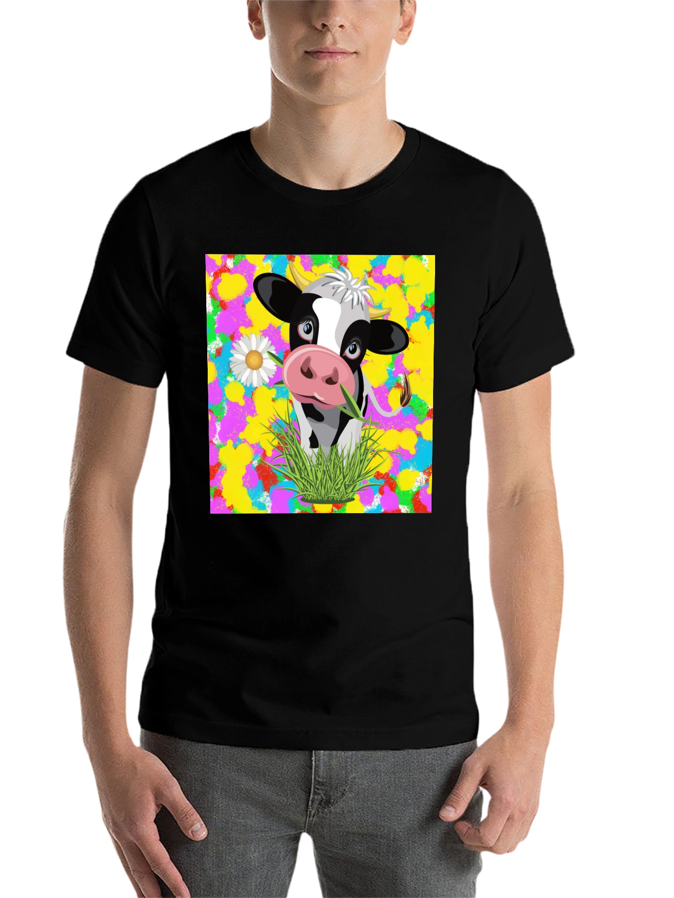 Black Cow Graphic Tee - Vibrant Design, Comfortable Fit view 7