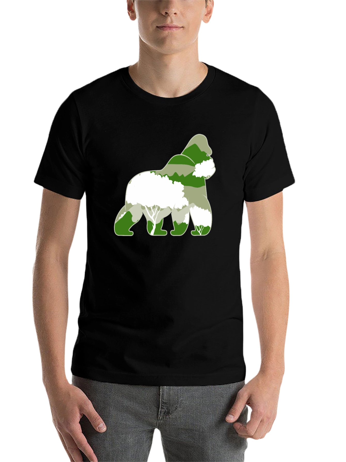 Black Gorilla Forest Graphic Tee - Nature Lover Shirt view 7