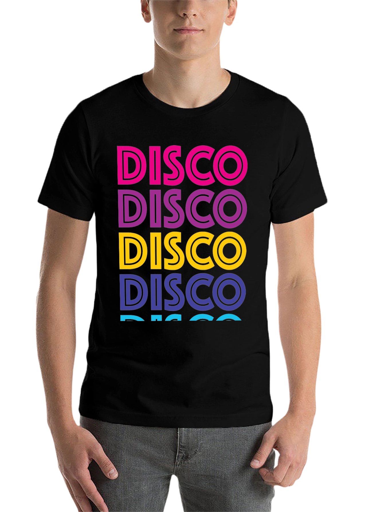 Black Retro Disco T-Shirt - Colorful Word Art view 7